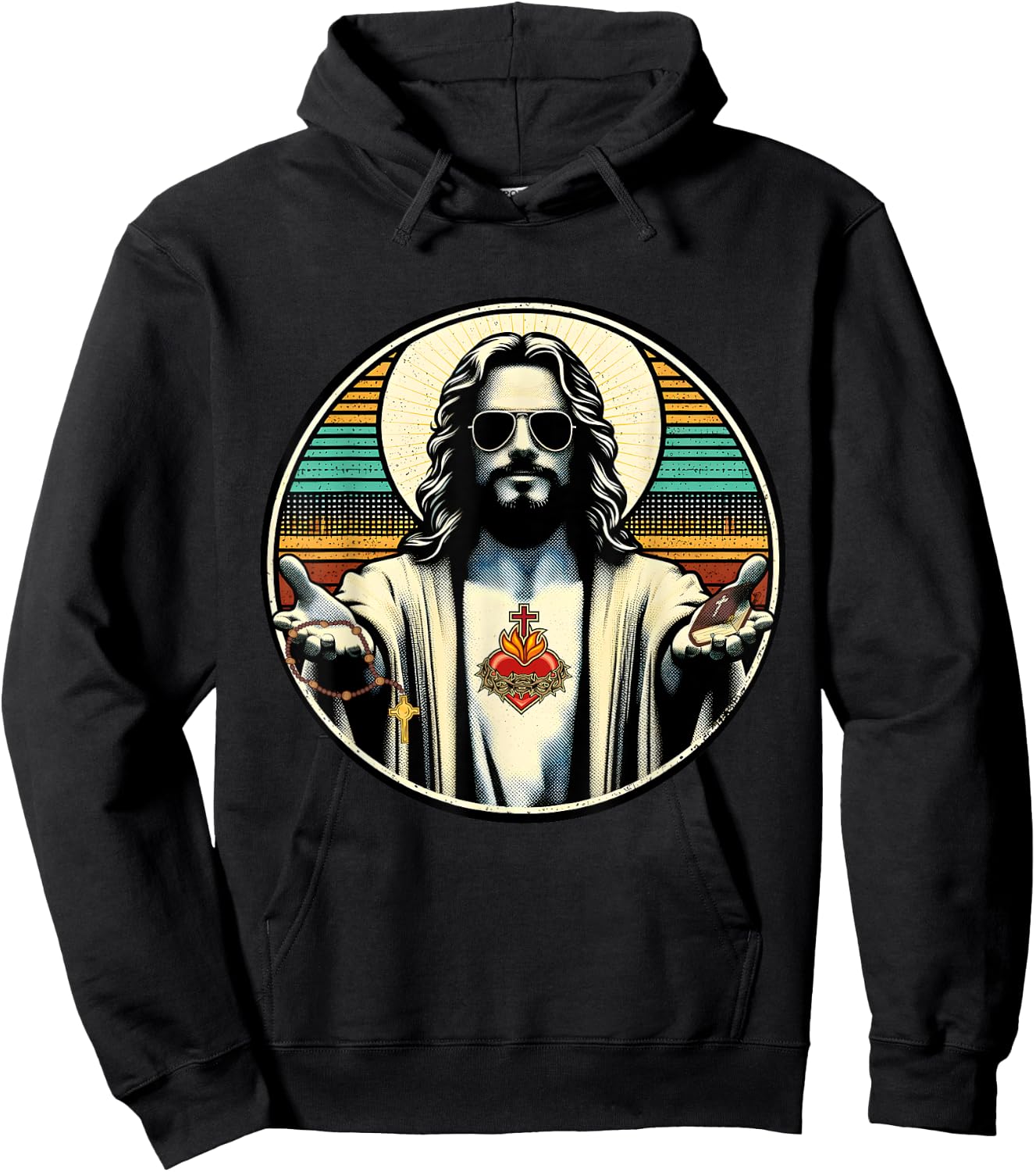 Vintage Buddy a Christ Cool Jesus With Sunglasses Religion Hoodie - Hoodie | Black