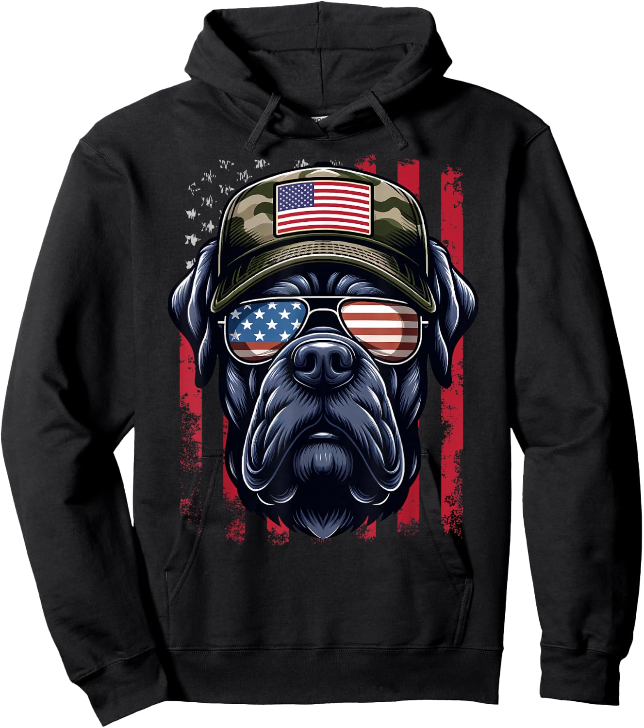 4th July Cane Corso USA Flag Dad Father America Men Boys Hoodie - Hoodie | Black