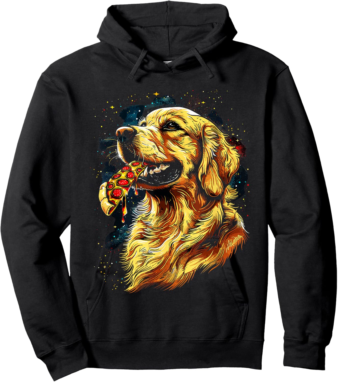 Pizza Dog I Space Dog eating Pizza Hoodie - Hoodie | Black