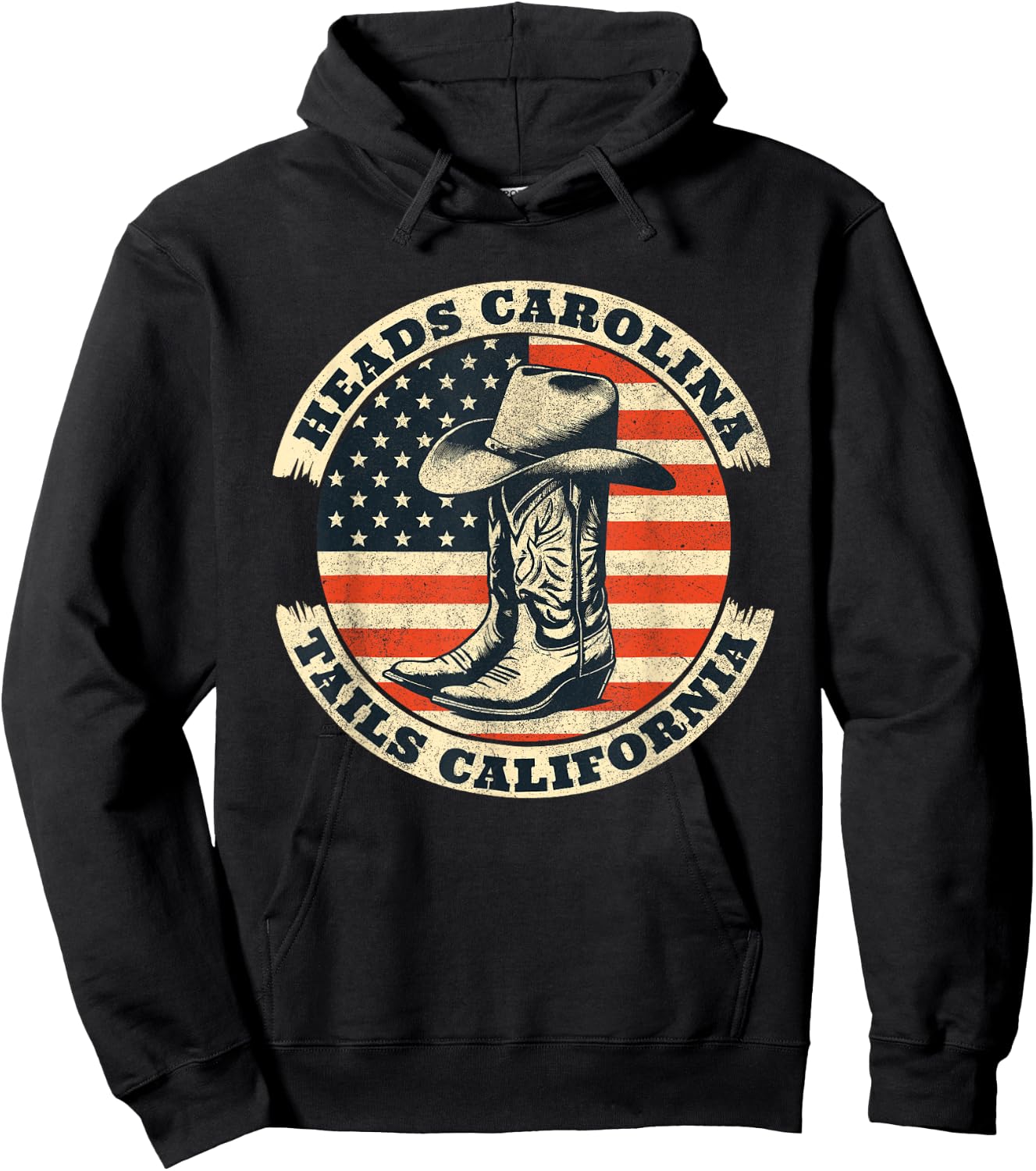Heads Carolina Tail California Retro Vintage Country Hoodie - Hoodie | Black
