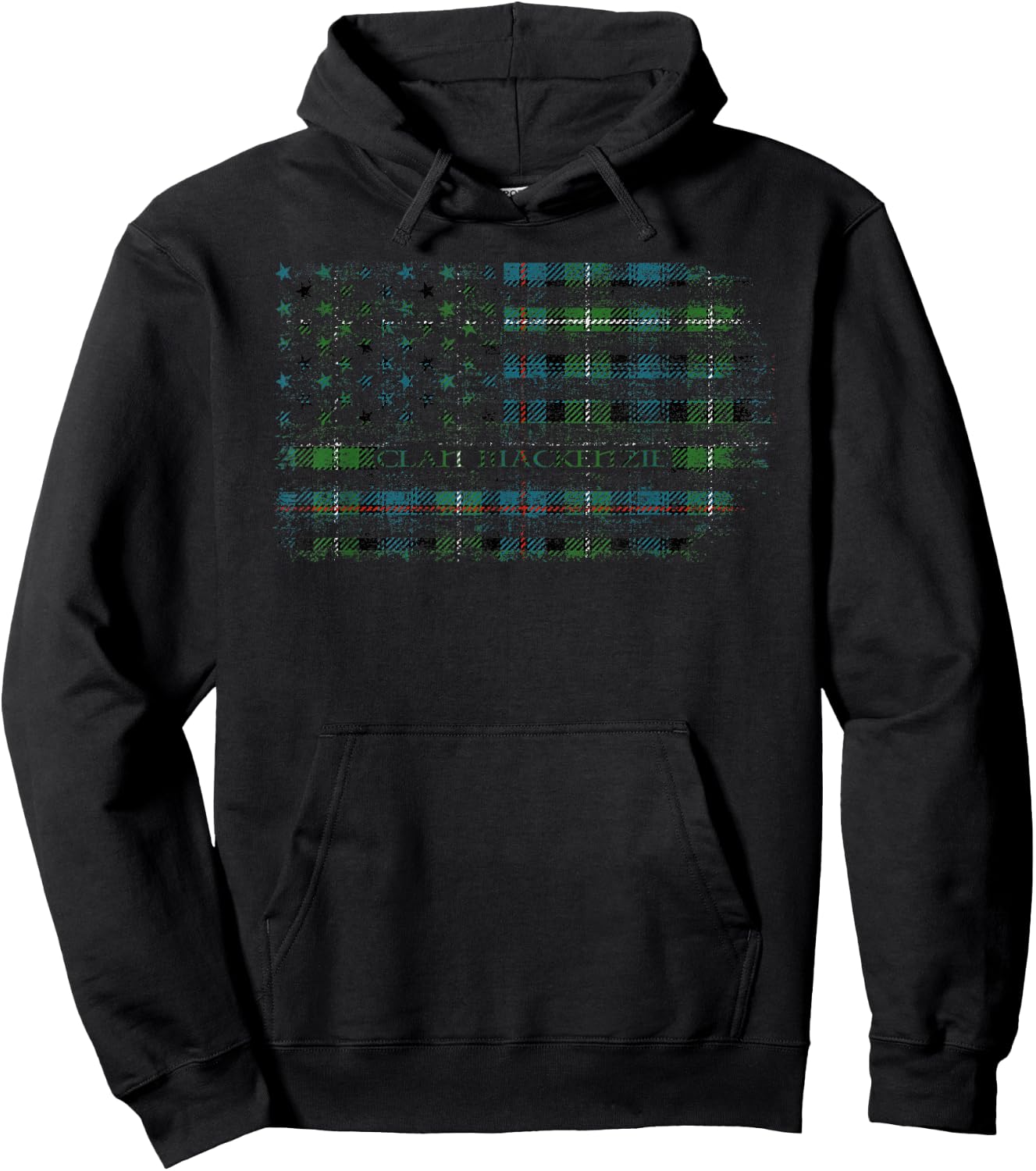 Clan Mackenzie Scottish tartan US flag kilt Scotland Hoodie - Hoodie | Black