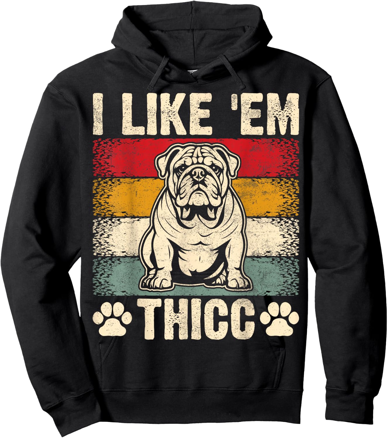 Funny English Bulldog I Like Em Thicc Dog Silhouette Men Women Kids Hoodie - Hoodie | Black