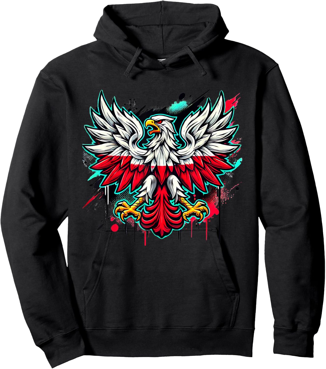 Polish Eagle Graffiti Art, Polish Falcon Street Art, Polska Hoodie - Hoodie | Black