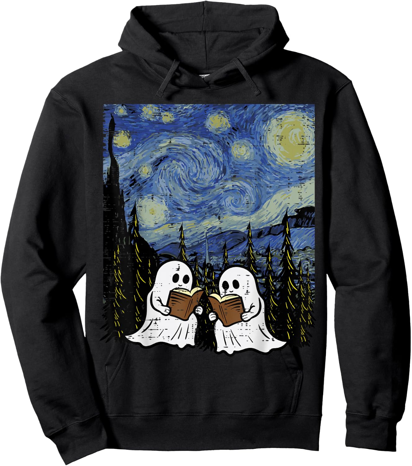 Halloween Ghosts Books Starry Night Costume Men Women Kids Hoodie - Hoodie | Black