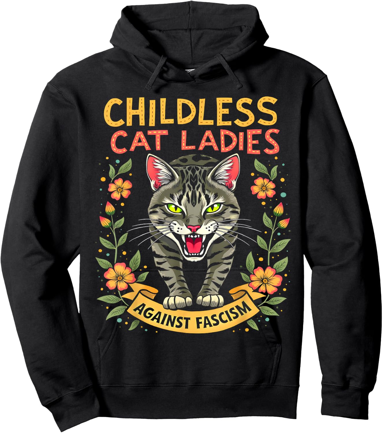 Childless Cat Ladies Against Fascism Hoodie - Hoodie | Black