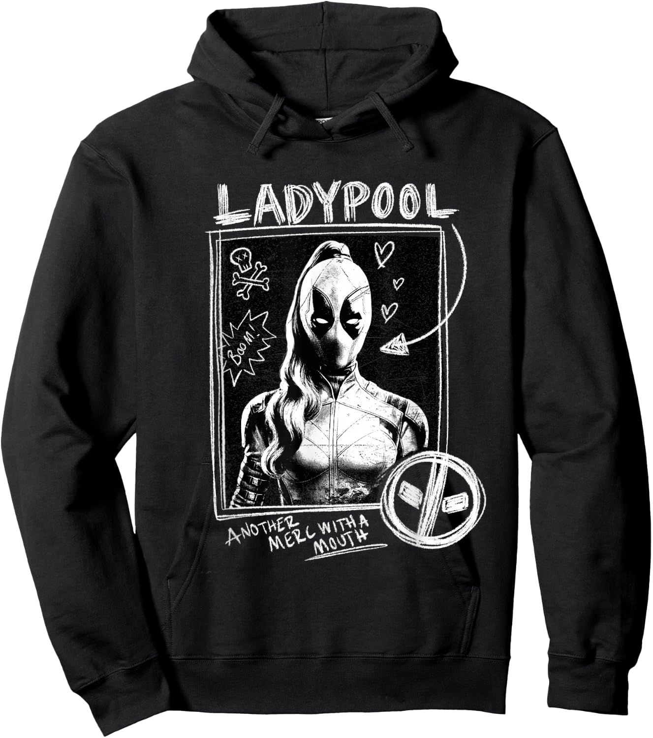 Marvel Studios Deadpool & Wolverine Ladypool Chalk Doodles Hoodie - Hoodie | Black