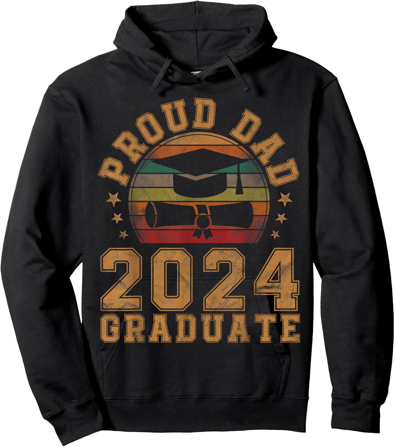 Proud Dad of 2024 Graduate Father Senior 24 Graduation Gift Hoodie - Hoodie | Black
