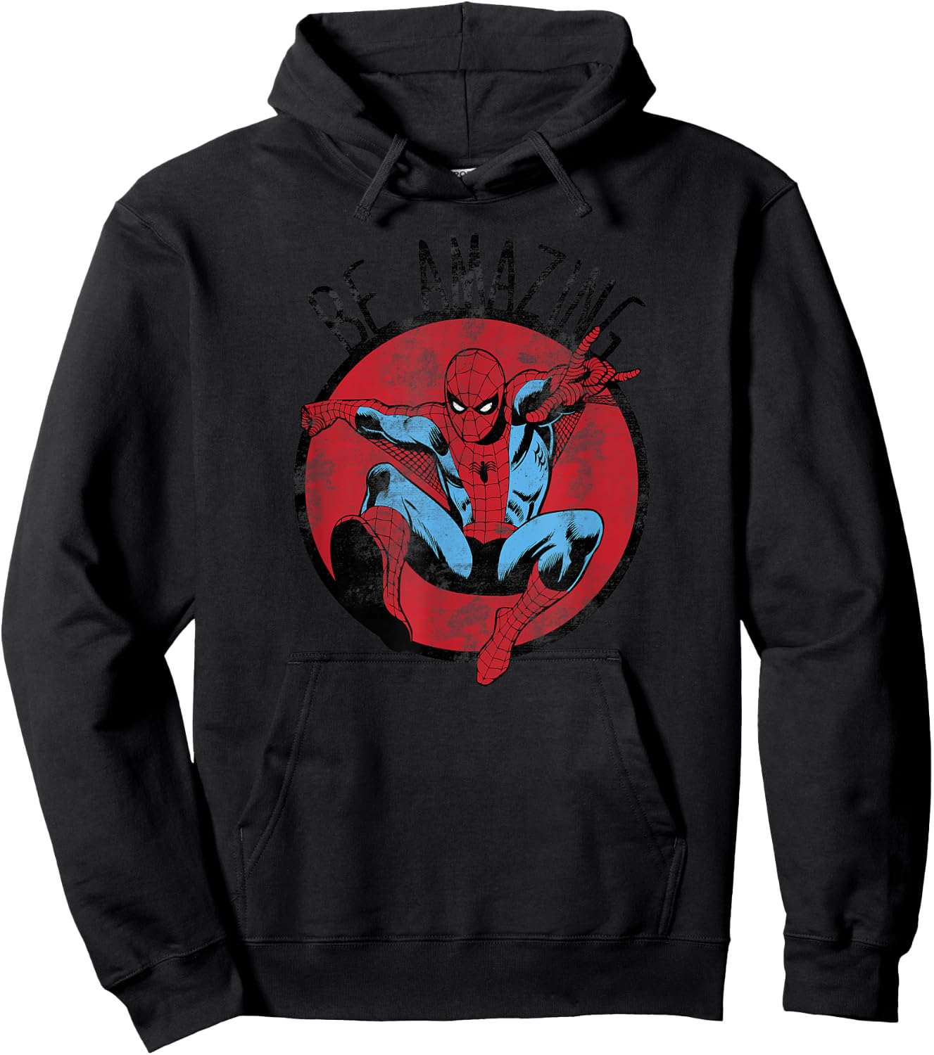 Marvel Spider-Man Be Amazing Distressed Comic Circle Hoodie - Hoodie | Black