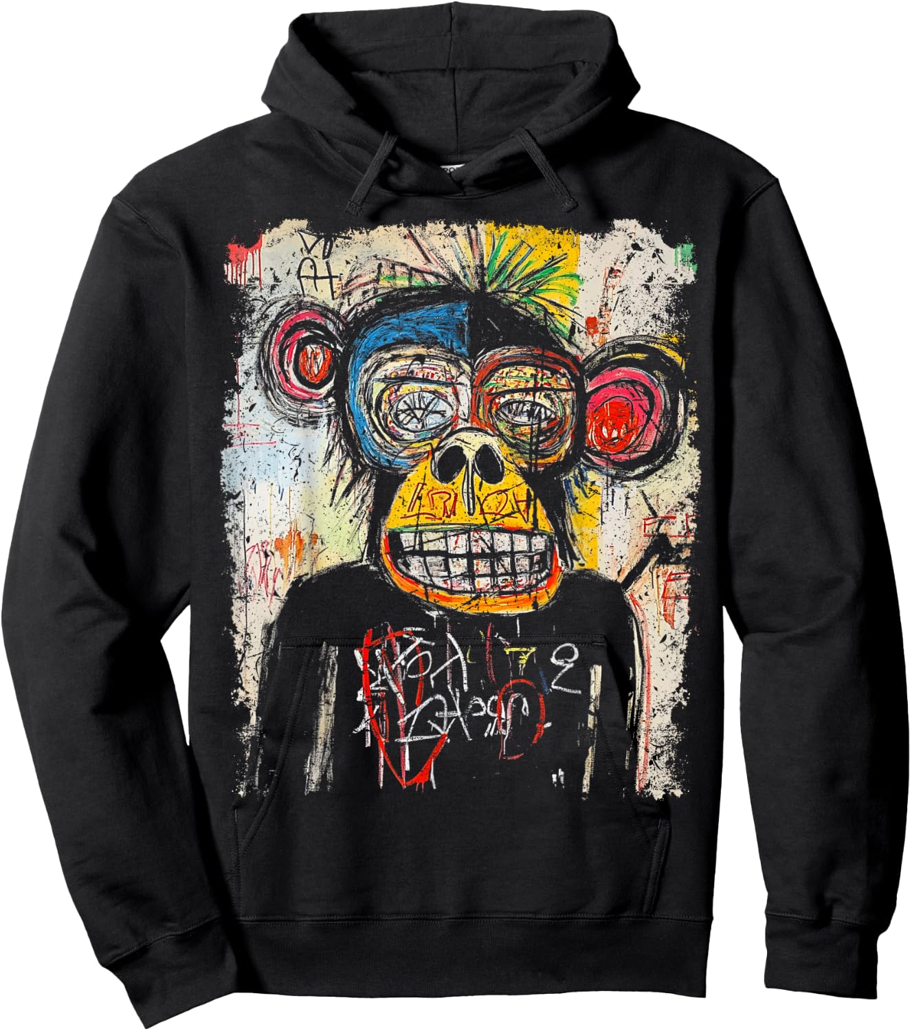 Pop Art Style Monkey 90s Men's Graffiti Hoodie - Hoodie | Black