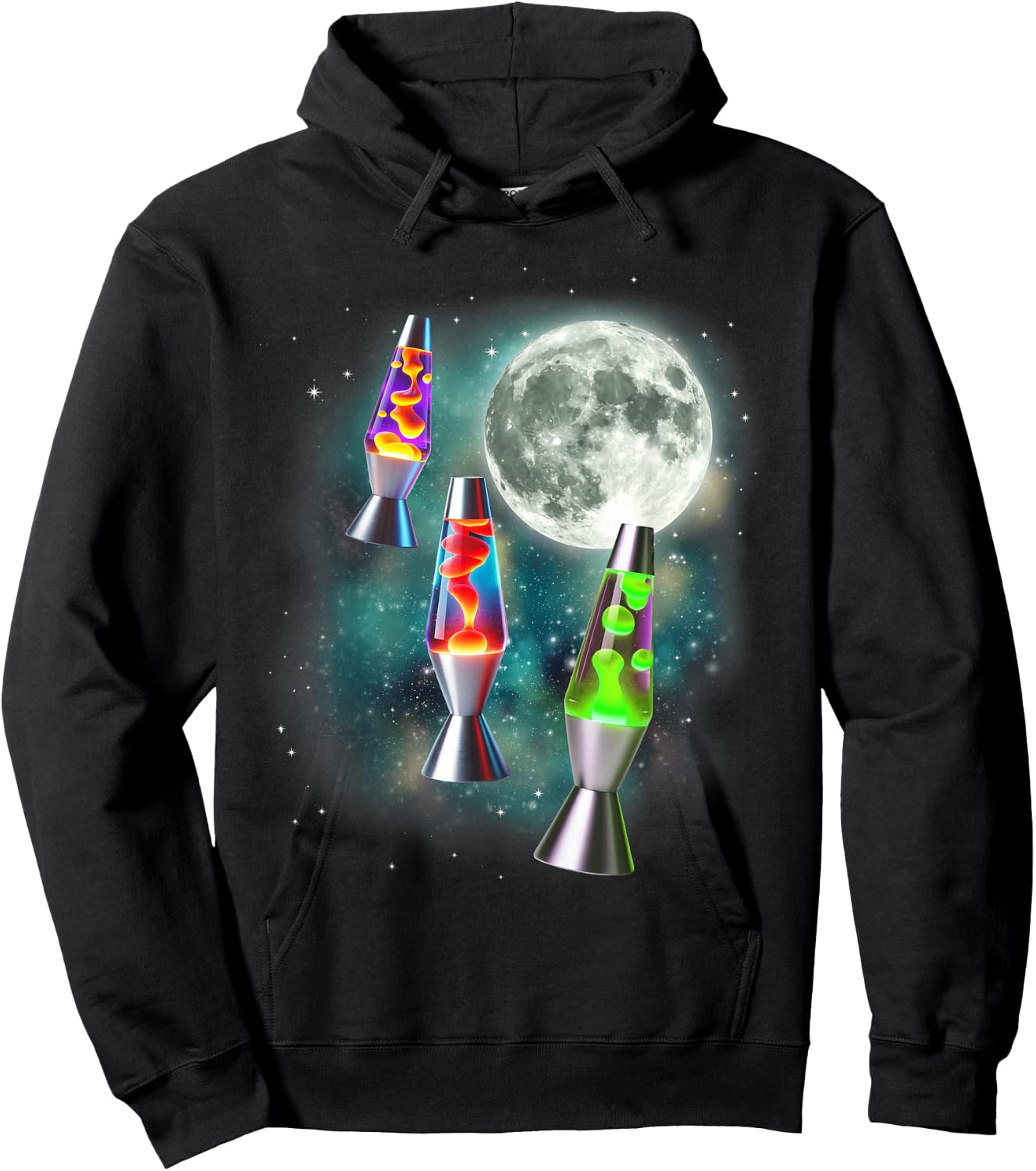 Three Lava Lamp Moon | 3 Ugly Retro Lamps 70s Hippy Joke Hoodie - Hoodie | Black