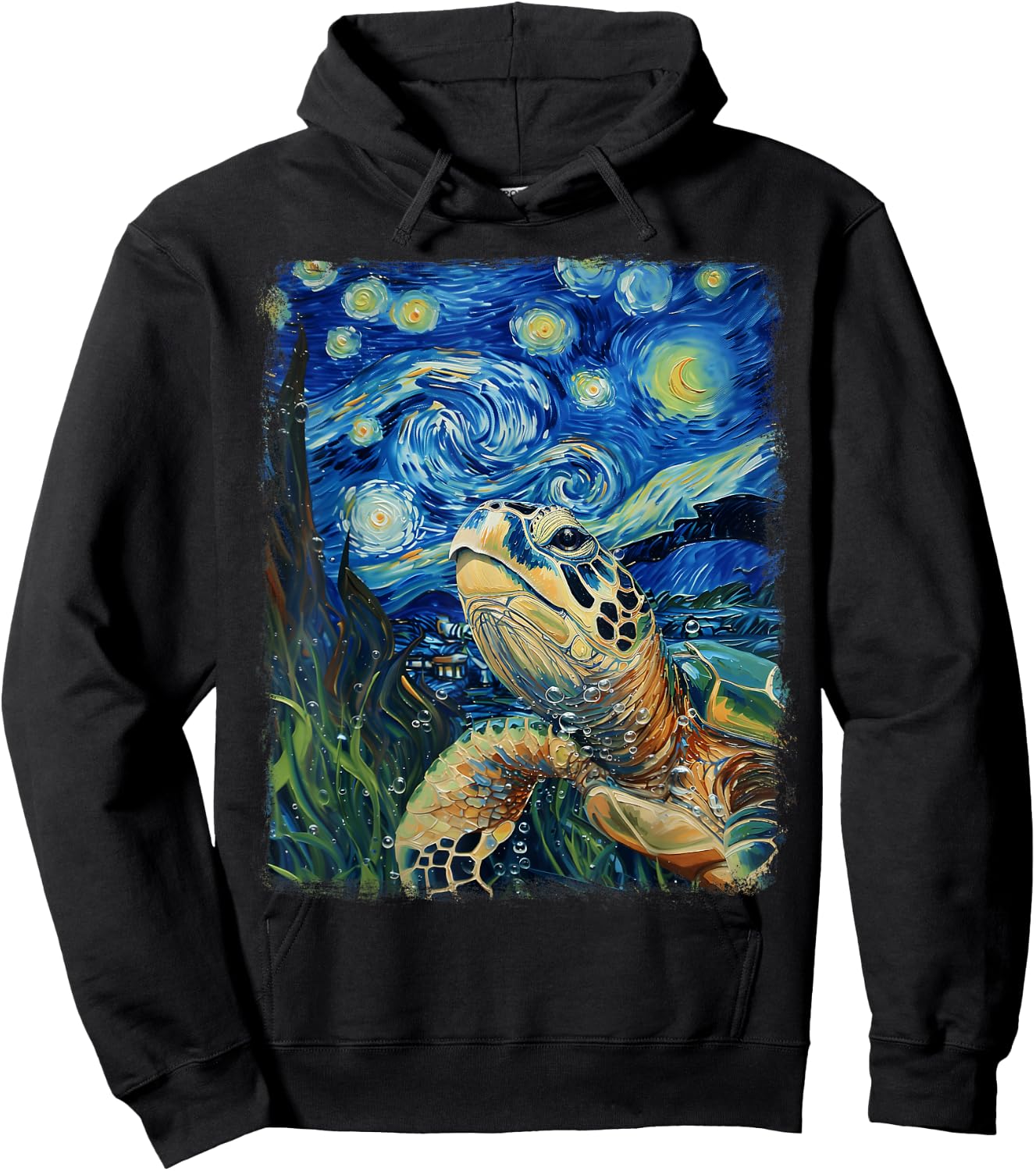 Sea Turtle Ocean Starry Night Painting Hoodie - Hoodie | Black