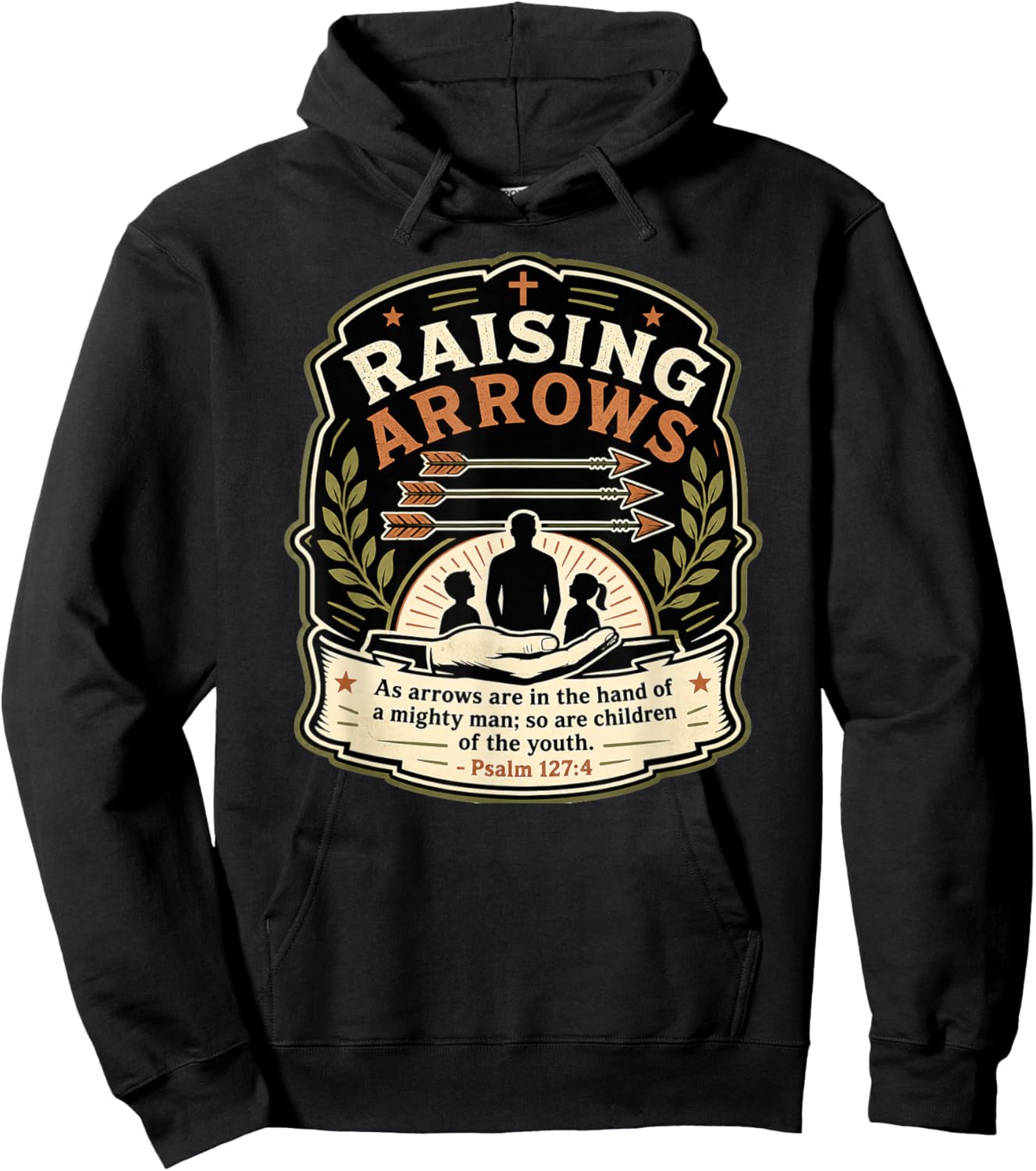 Christian Fathers Day Psalm 127:4 Raising Arrows Heritage Hoodie - Hoodie | Black
