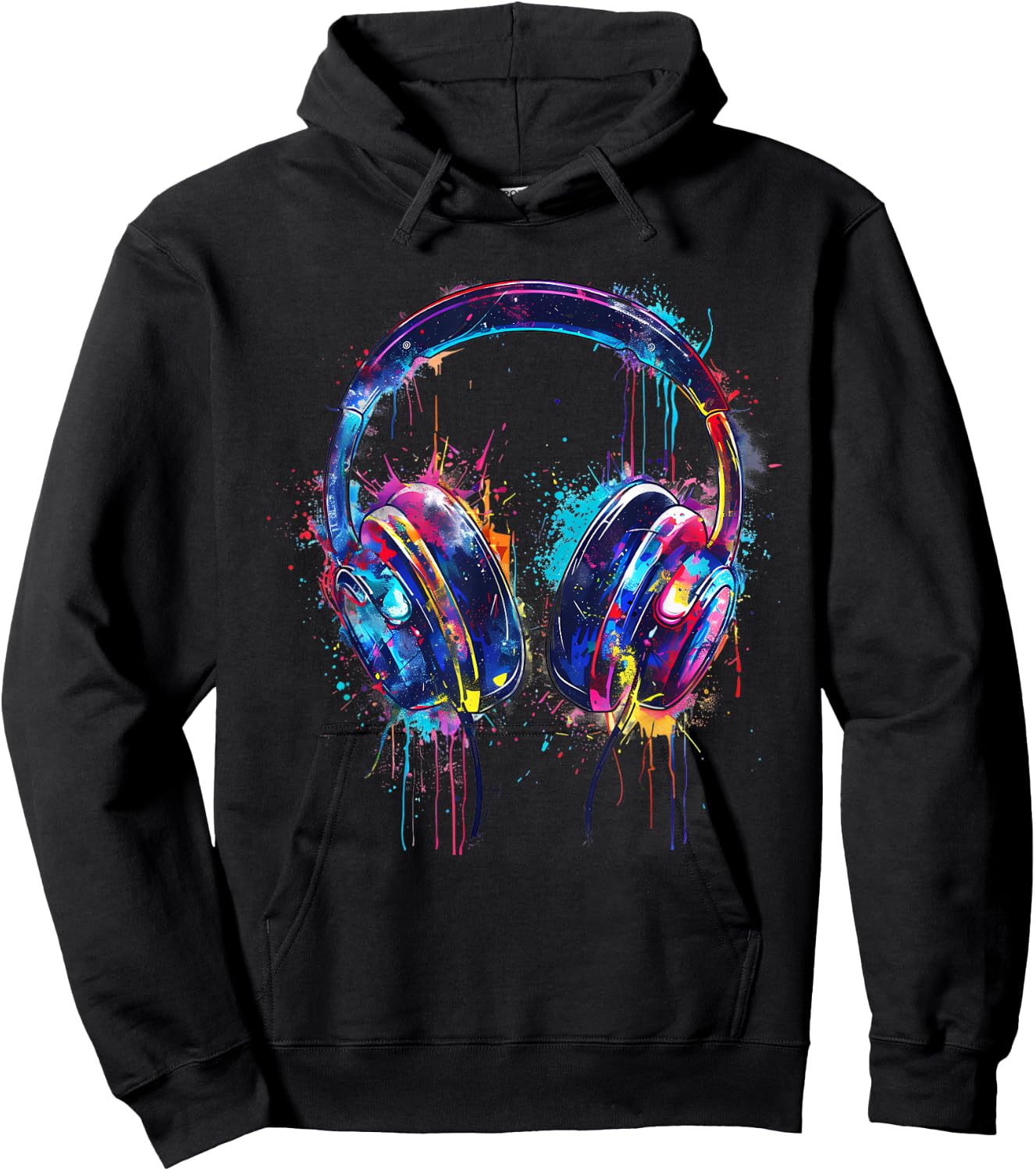 Headphones Music DJ Splash Dance Club Music Headphones House Hoodie - Hoodie | Black