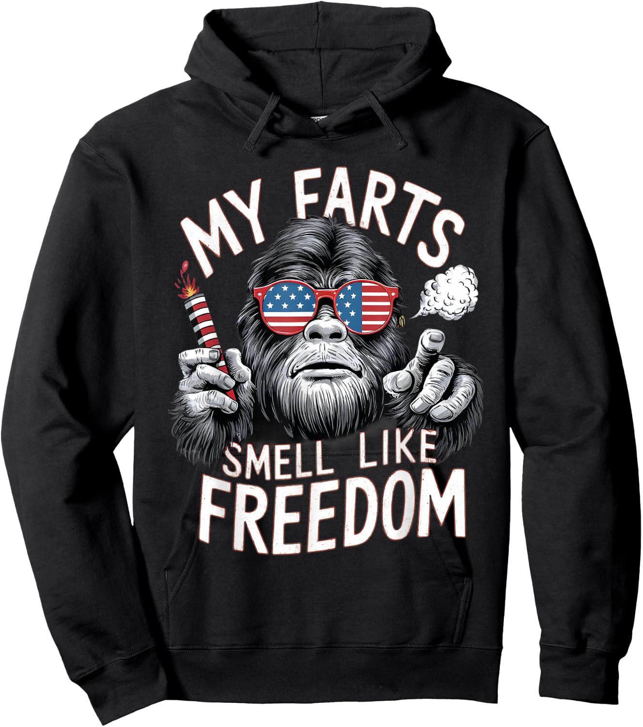 Bigfoot 4th Of July Patriotic My Farts Smell Like Freedom Hoodie - Hoodie | Black