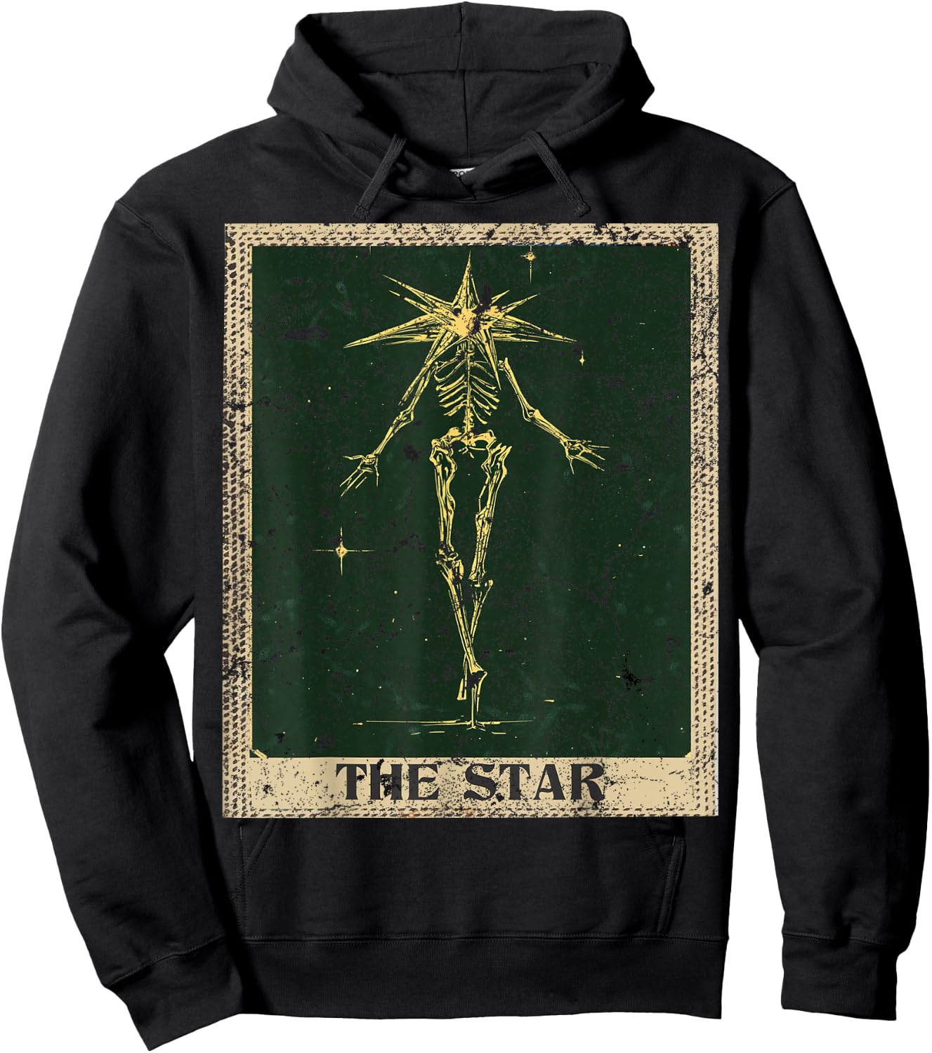 Vintage Distressed Grunge The Star Tarot Card Hoodie - Hoodie | Black