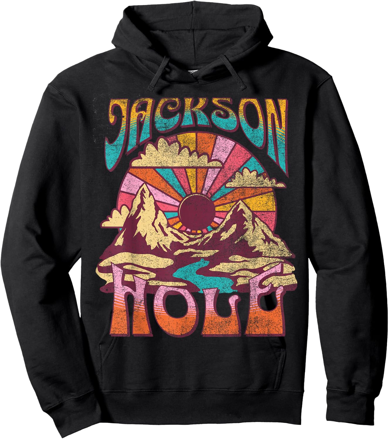 Jackson Hole Wyoming Nature Hiking Mountains Outdoors Retro Hoodie - Hoodie | Black