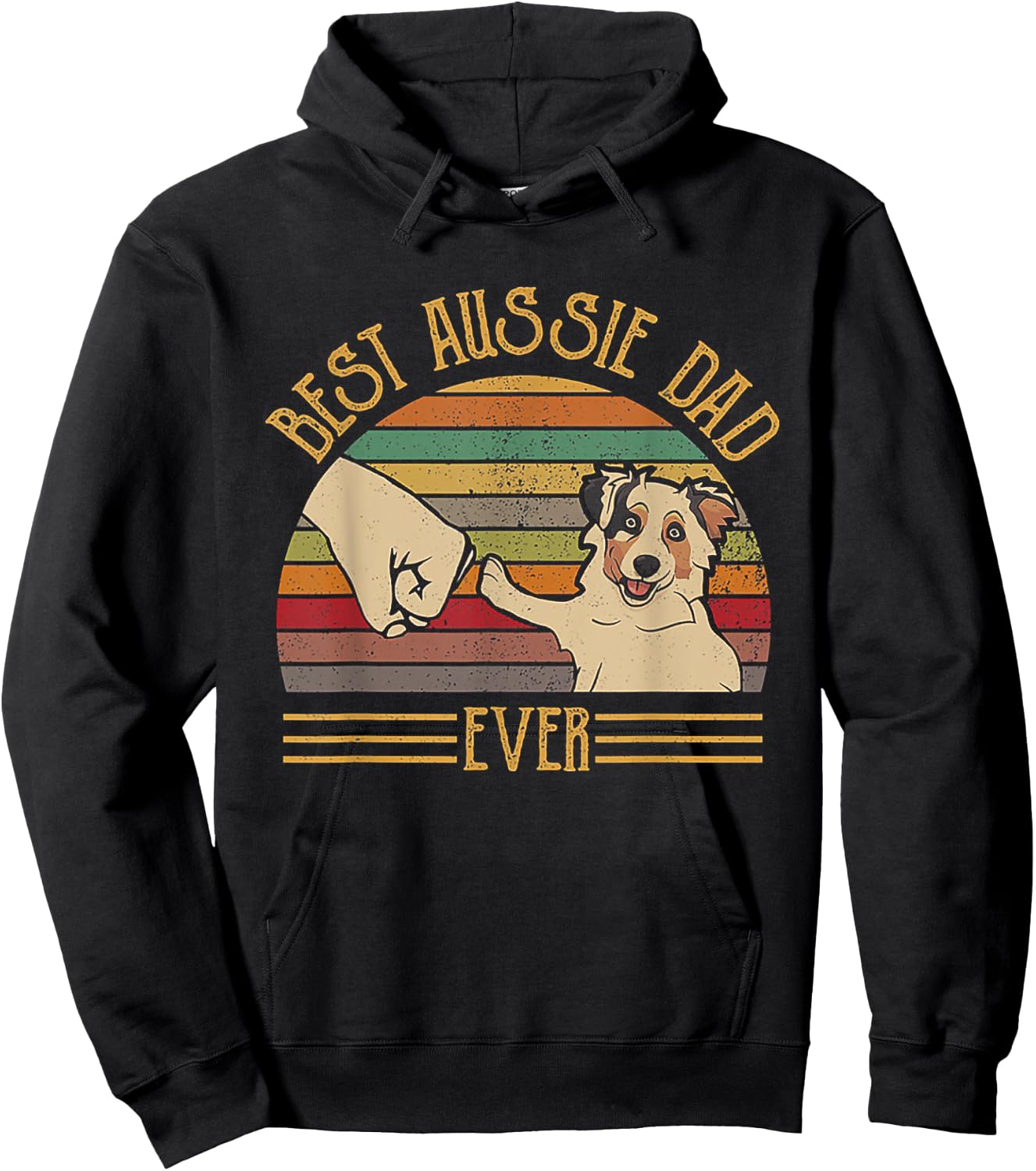 Best Aussie Dad Ever Retro Vintage Sunset Hoodie - Hoodie | Black