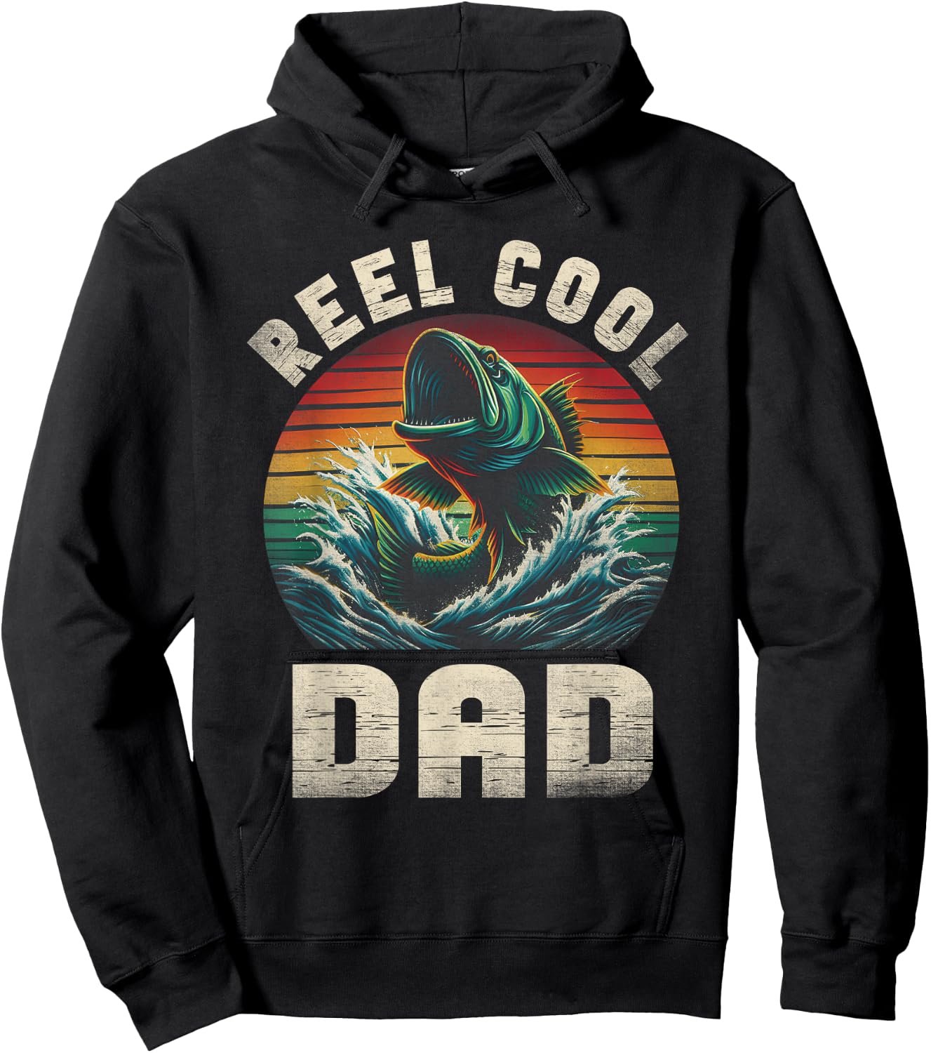 Reel Cool Dad Fishing Daddy Father's Day Fisherman Fish Hoodie - Hoodie | Black