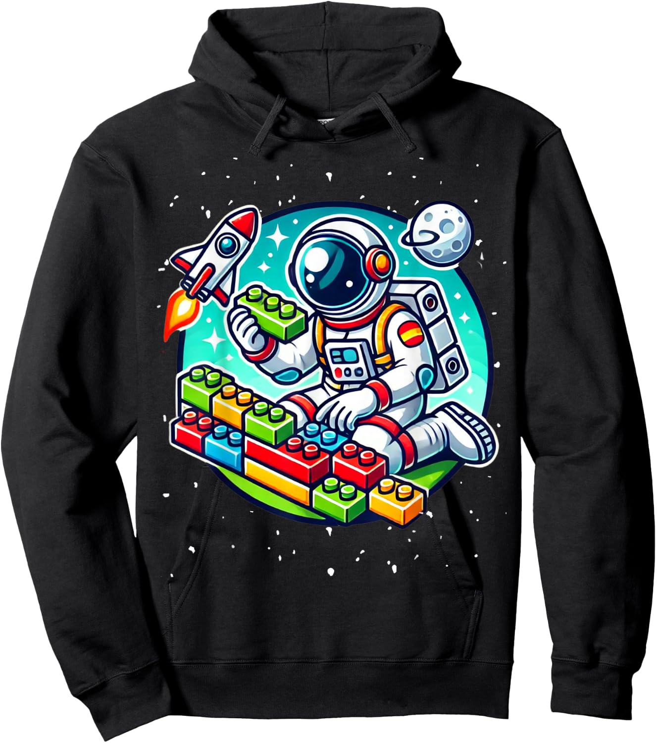 Master Builder Space Astronaut Building Blocks Bricks Boys Hoodie - Hoodie | Black