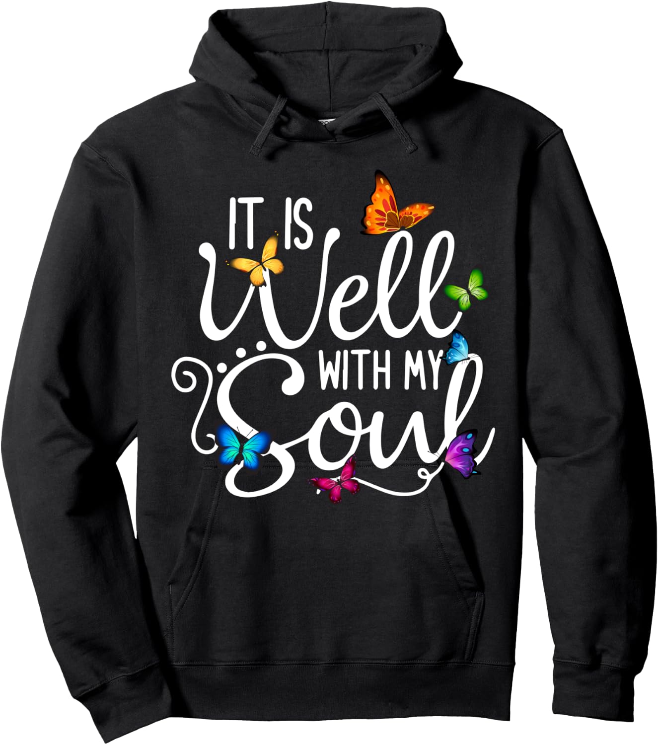 It Is Well With My Soul Christian Hymn - Butterfly Art Hoodie - Hoodie | Black