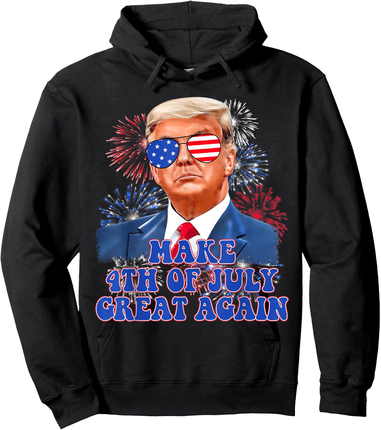 Trump Make 4th Of July Great Again American Flag Firework Kids Men Hoodie - Hoodie | Black