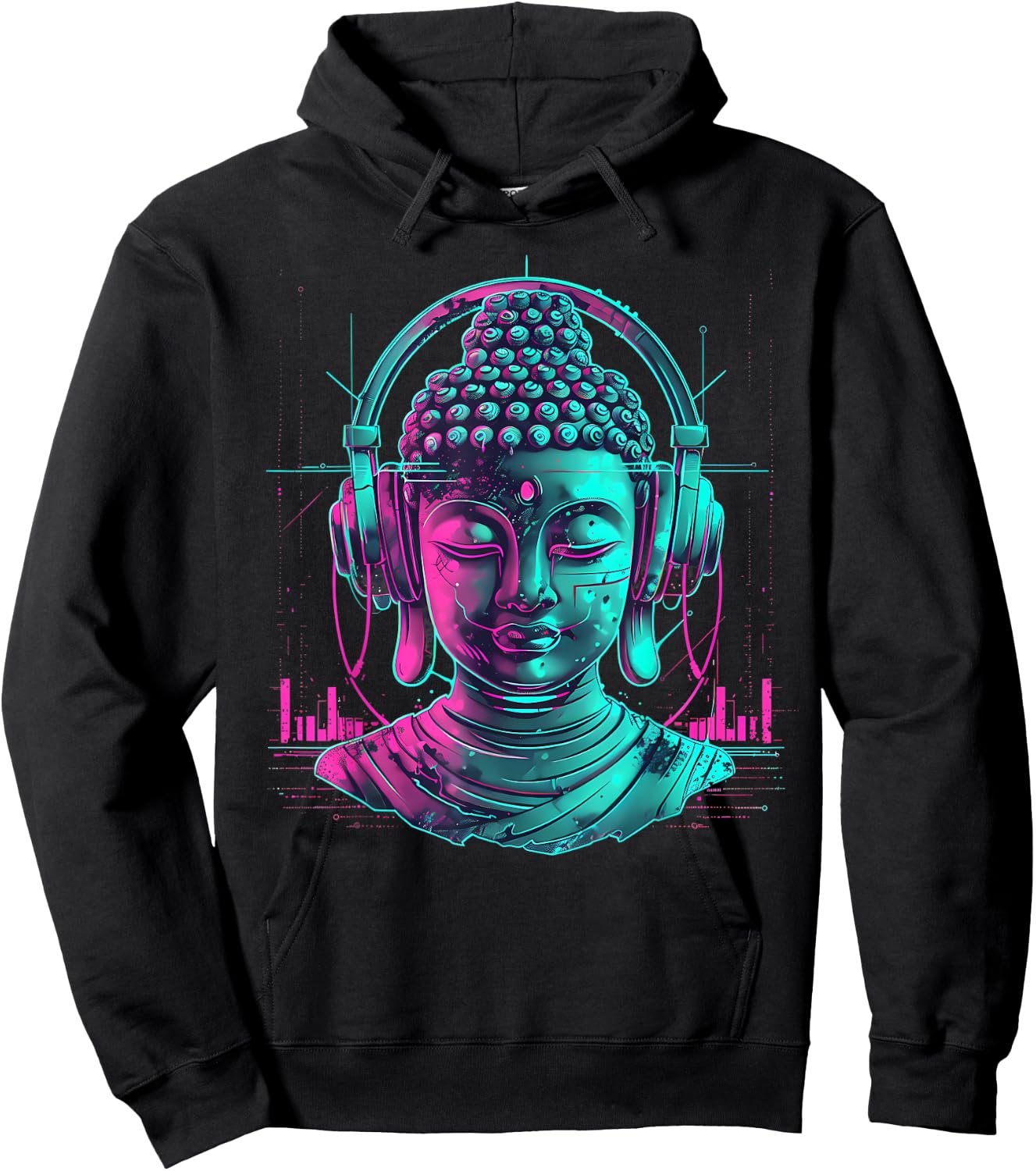 DJ Buddha Buddhist Beatmaker Music Headphones Techno Hoodie - Hoodie | Black