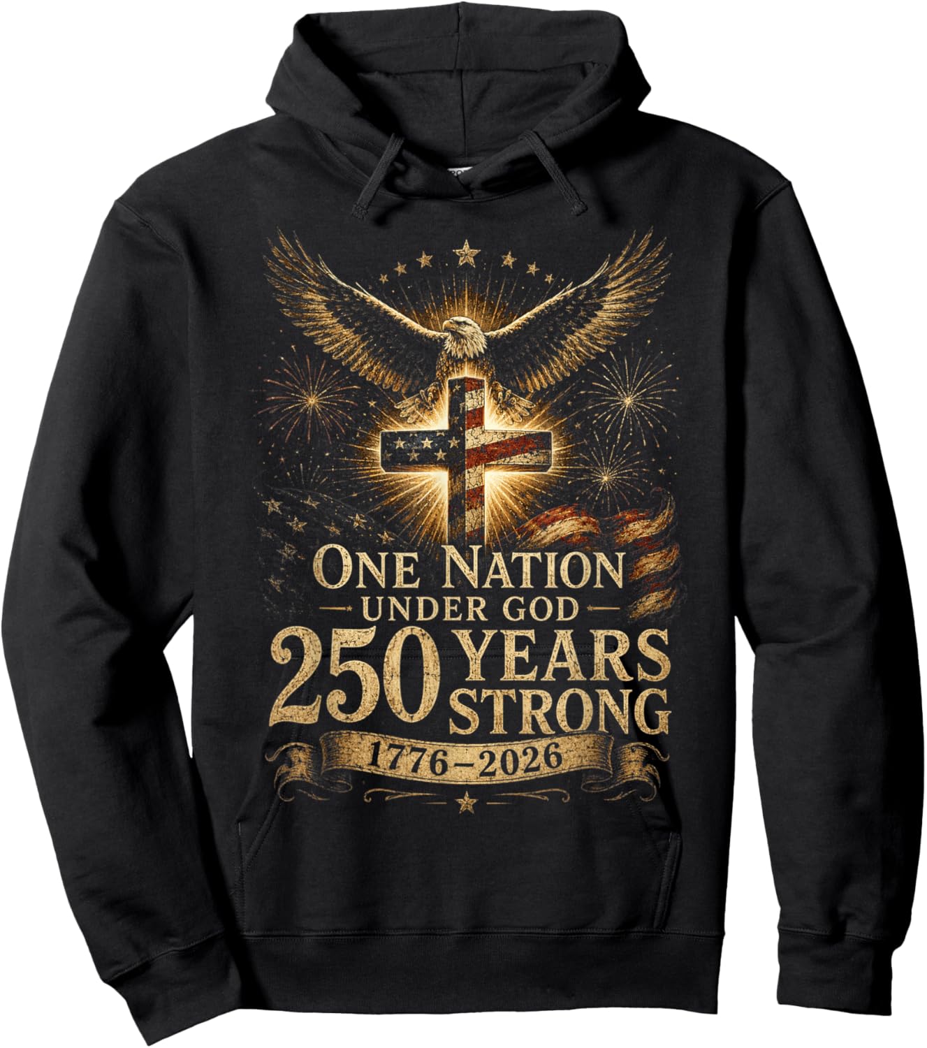 One Nation Under God 250 Years 250 Anniversary USA 4th July Hoodie - Hoodie | Black