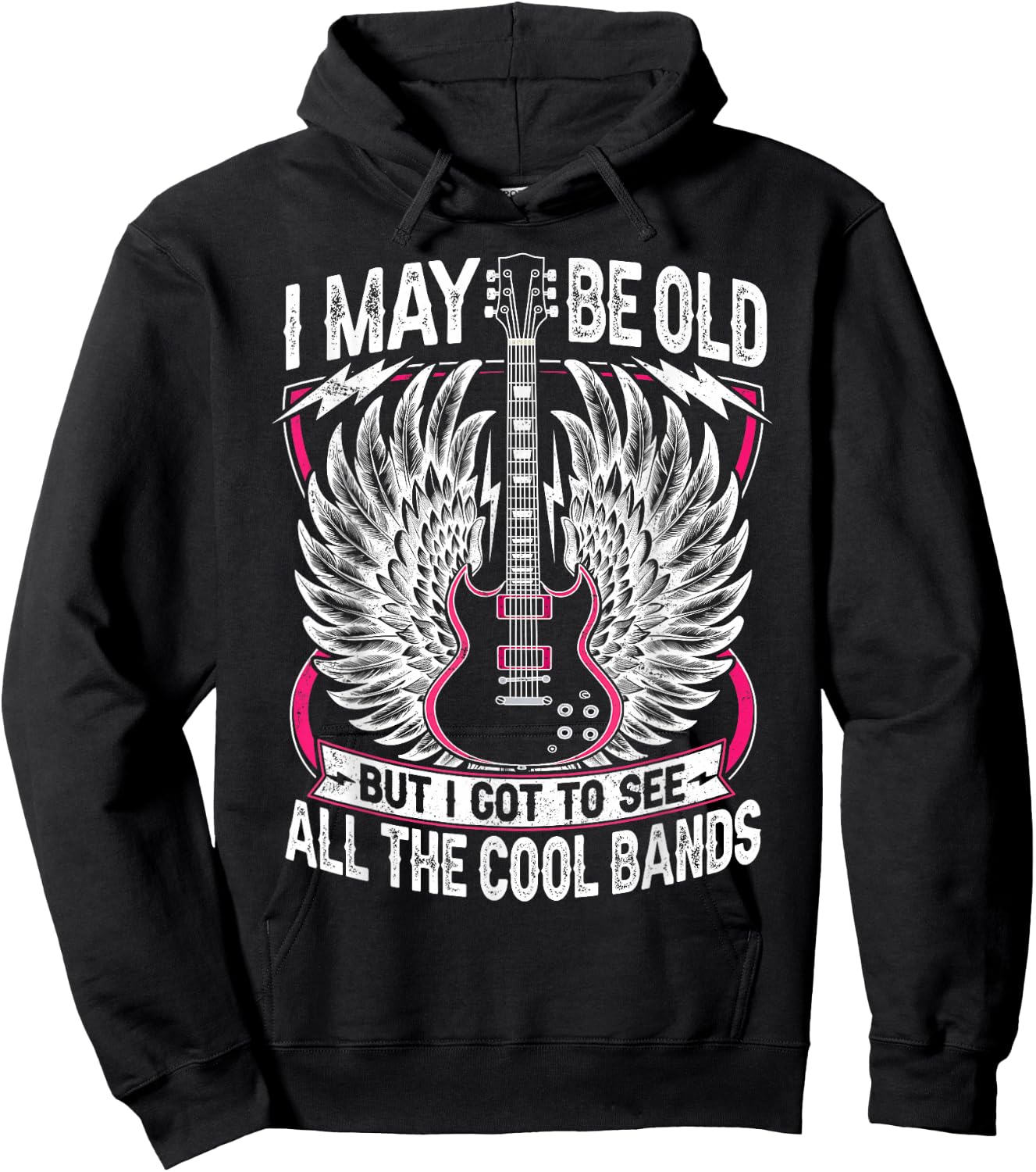I May Be Old But I Got to See All The Cool Band Rock Concert Hoodie - Hoodie | Black