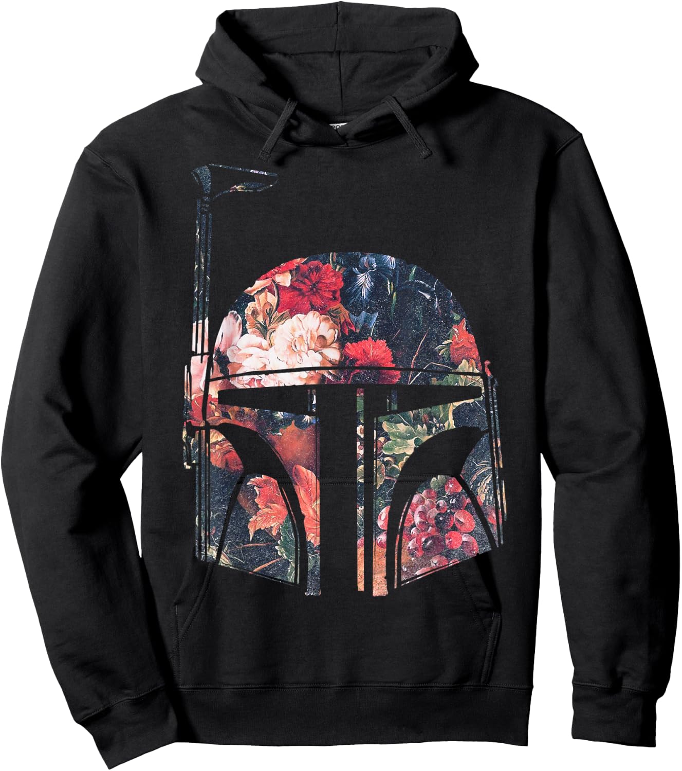 Star Wars Boba Fett Floral Print Helmet Graphic Hoodie - Hoodie | Black
