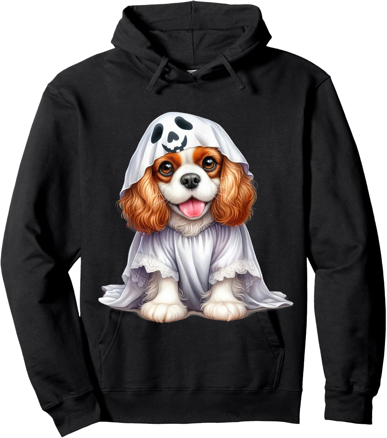 Funny Ghost Cavalier King Charles Spaniel Dog Lover Hoodie - Hoodie | Black