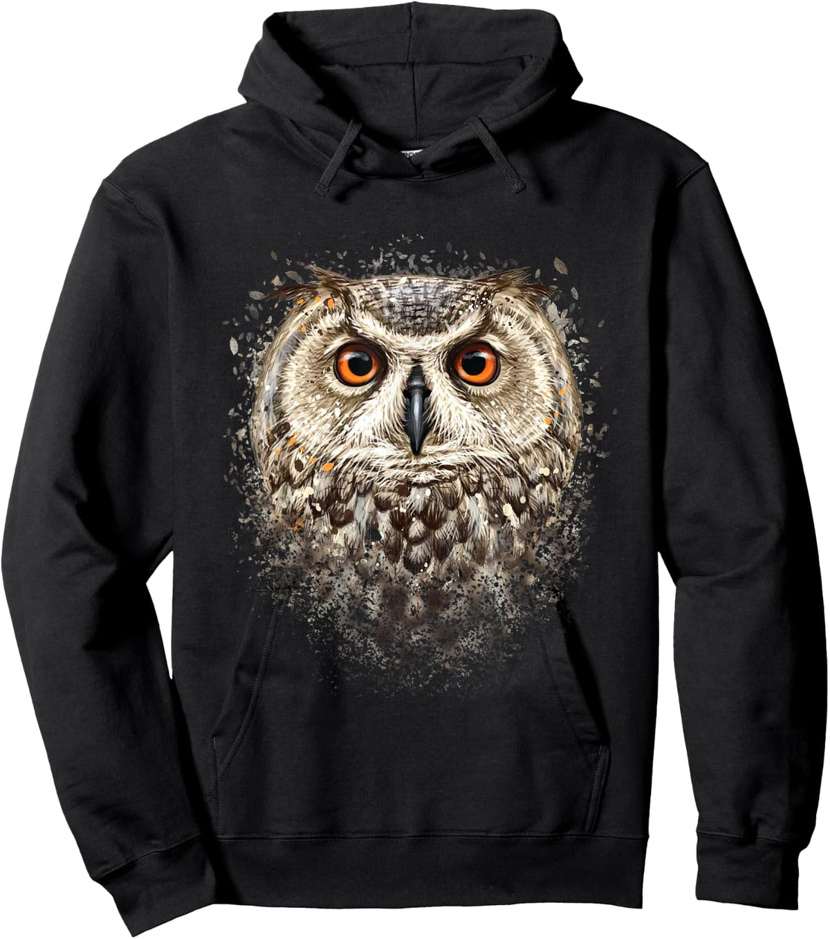 Artistic Owl Face - Birds Ornithologist Nature Animal Lover Hoodie - Hoodie | Black