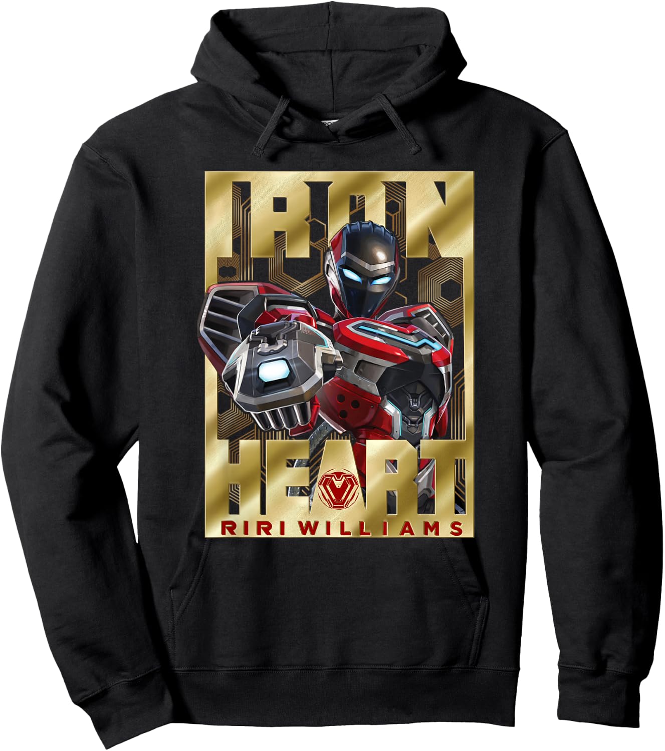 Marvel Black Panther: Wakanda Forever Ironheart Gold Metal Hoodie - Hoodie | Black