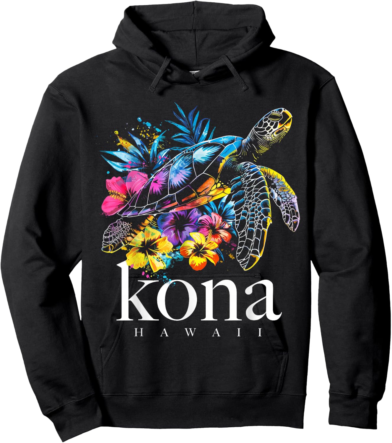 Kona Hawaii Sea Turtle Hawaiian Surfer Souvenir Hoodie - Hoodie | Black