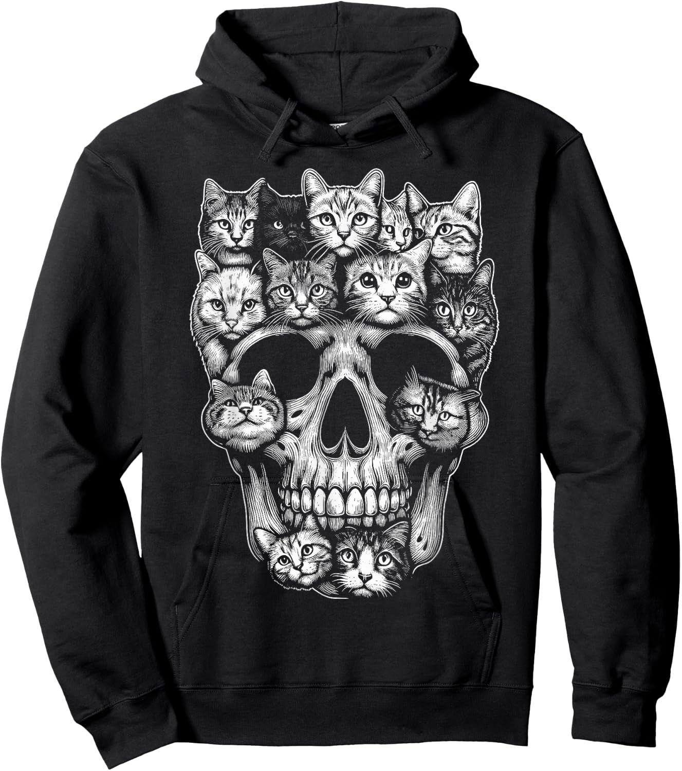 Cat Skull Skeleton Kitty Halloween Costume Cat Hoodie - Hoodie | Black