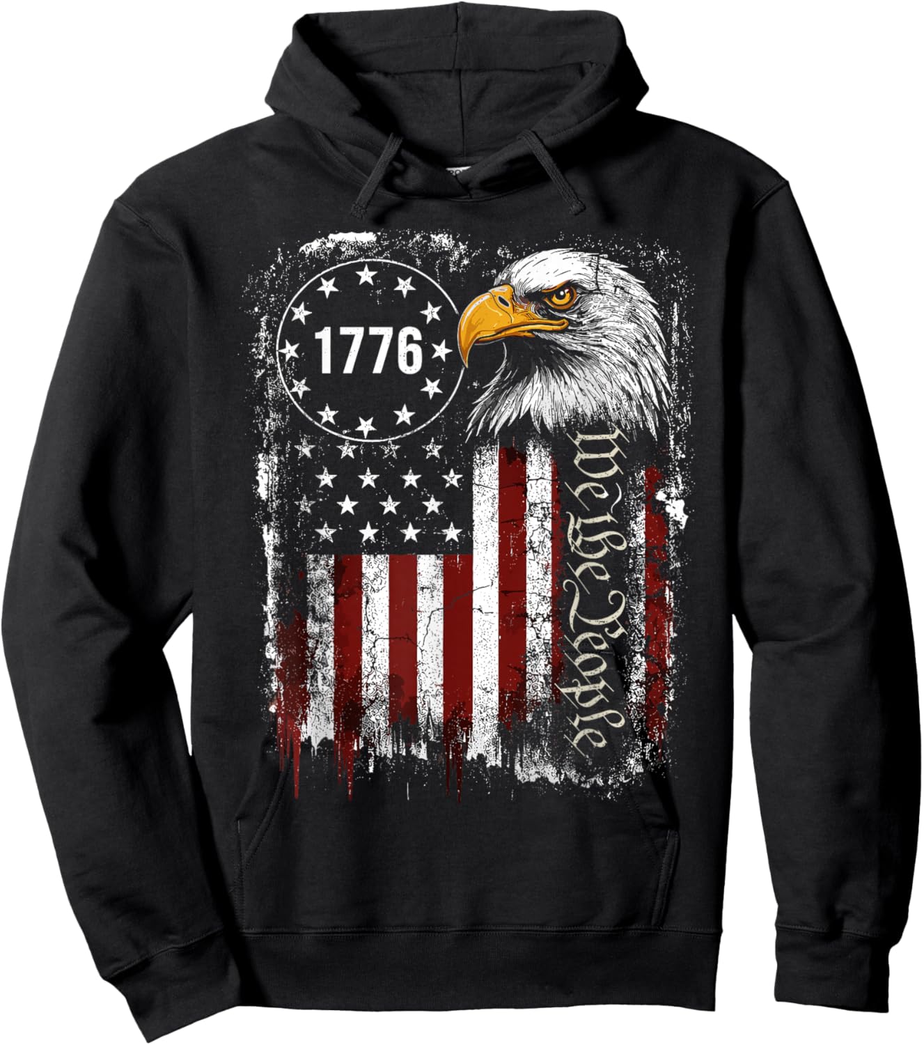 Eagle American Flag Patriotic 4th of July Hoodie - Hoodie | Black