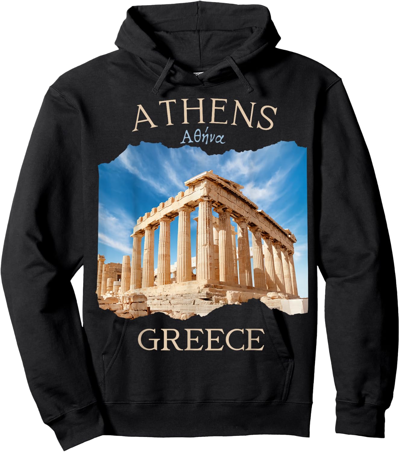 Acropolis and Parthenon Athens Greece Greek Souvenir Hoodie - Hoodie | Black