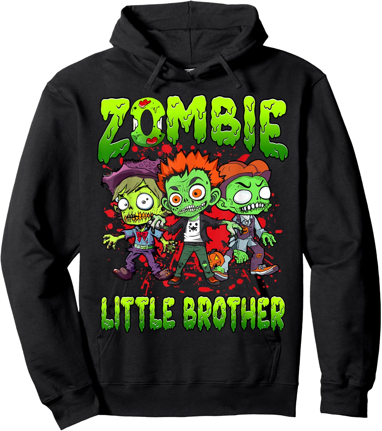 Zombie Little Brother Halloween Costume Family Matching Hoodie - Hoodie | Black