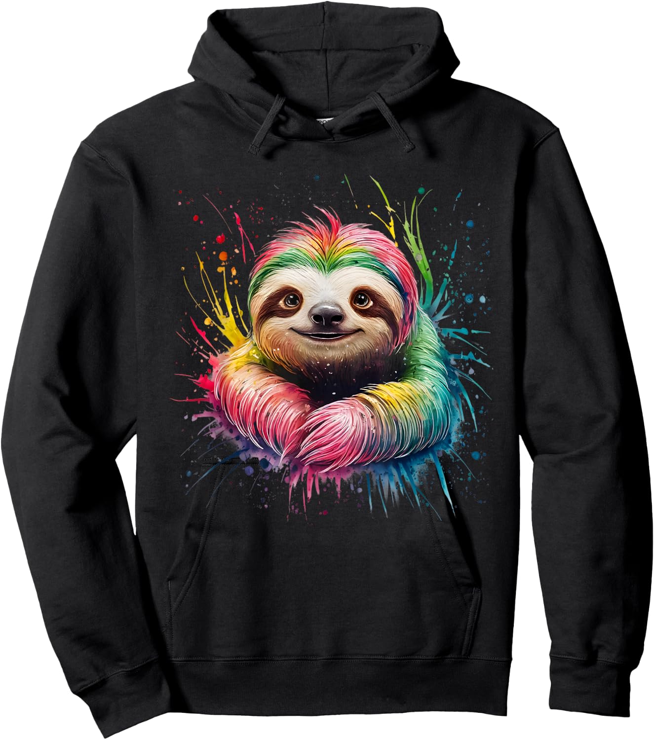 Sloth Men Woman Colorful Watercolor Sloth Hoodie - Hoodie | Black