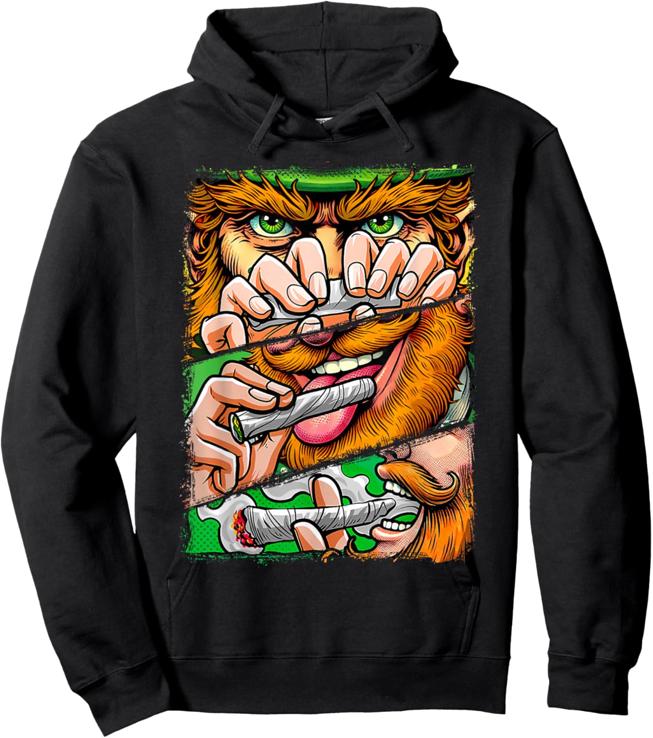 St. Patrick's Day Cannabis Weed Lover Leprechaun Smoking Hoodie - Hoodie | Black