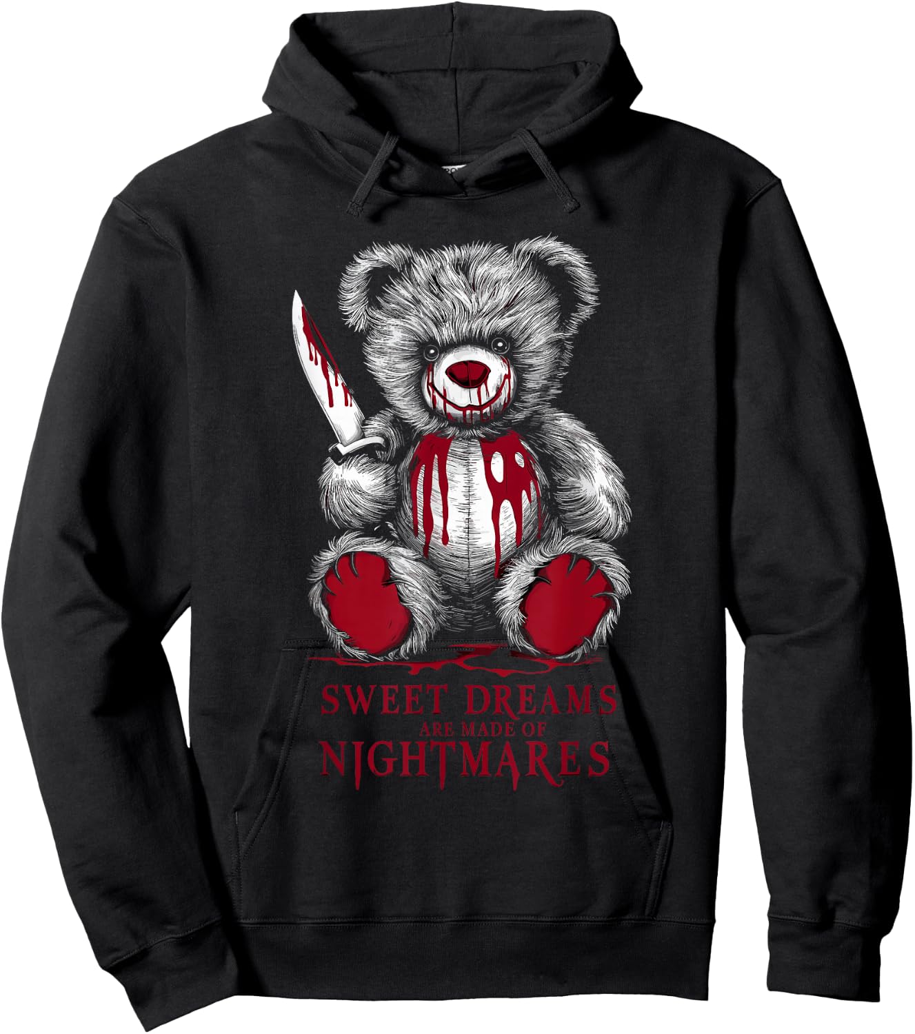 Terrifying Teddy Spooky Plush Horror Teddy Bear Scary Hoodie - Hoodie | Black