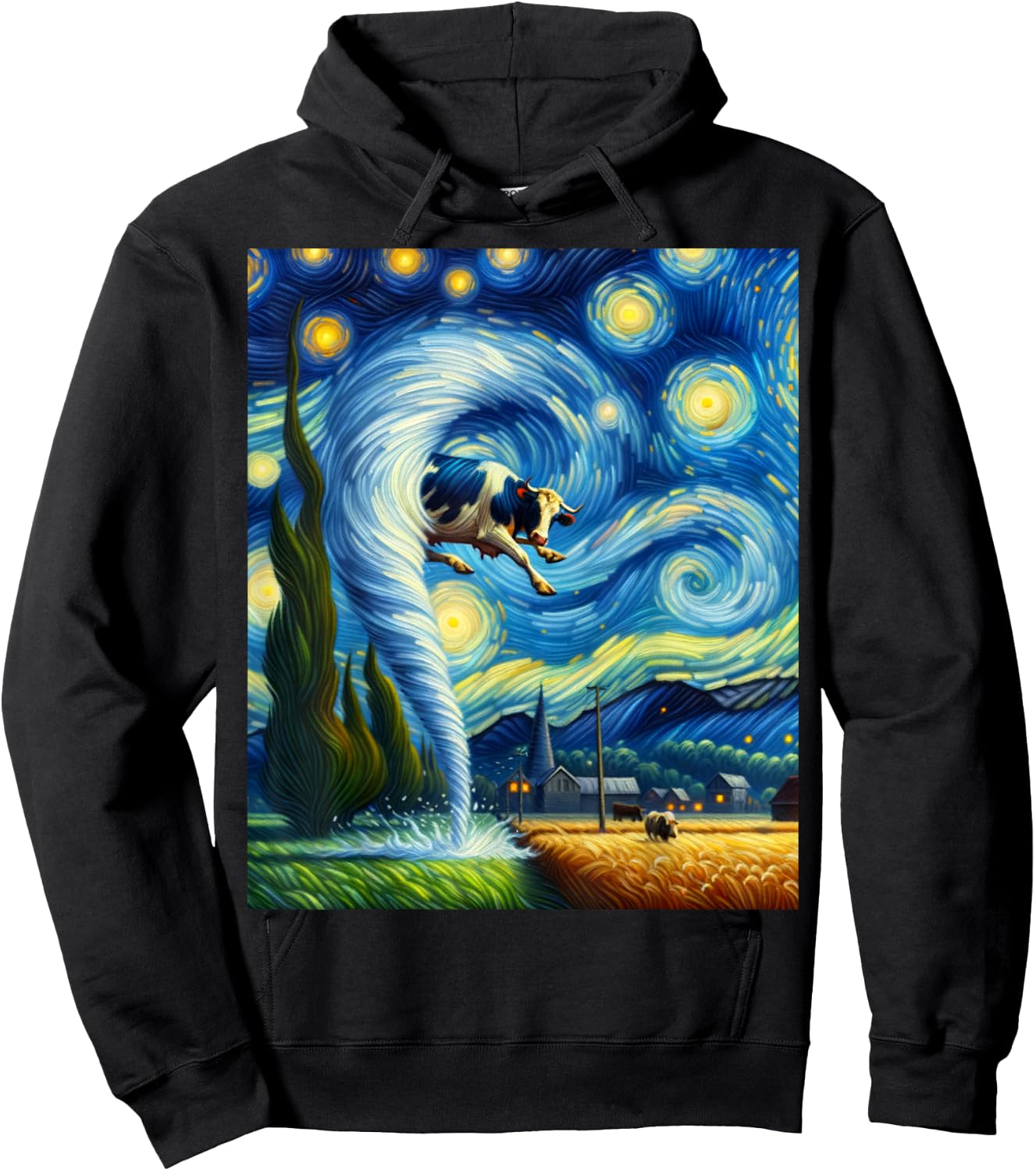Tornado, Storm Chasing Van Gogh Starry Night Style Hoodie - Hoodie | Black