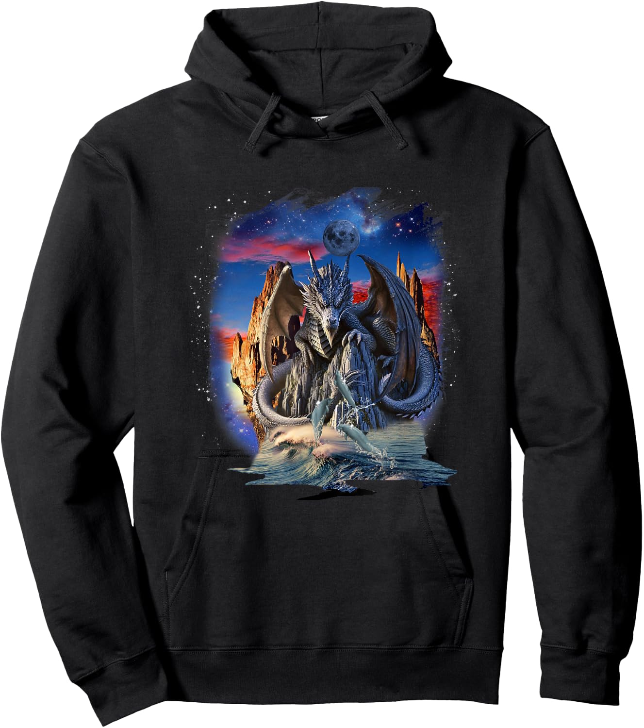 Dragon and Dolphin, Dragons and Dolphins Hoodie - Hoodie | Black