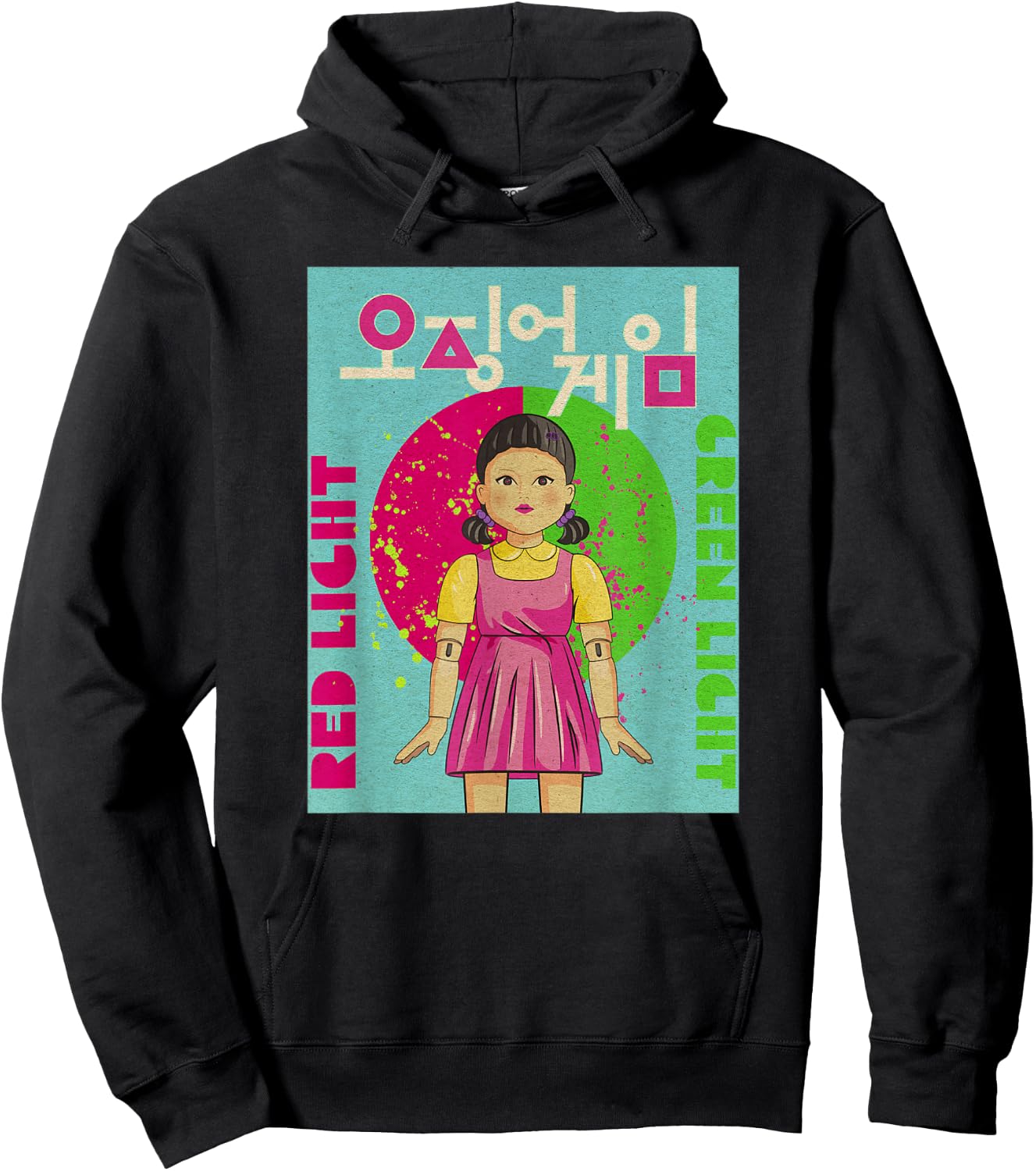 Squid Game Red Light Green Light Vintage Poster Hoodie - Hoodie | Black