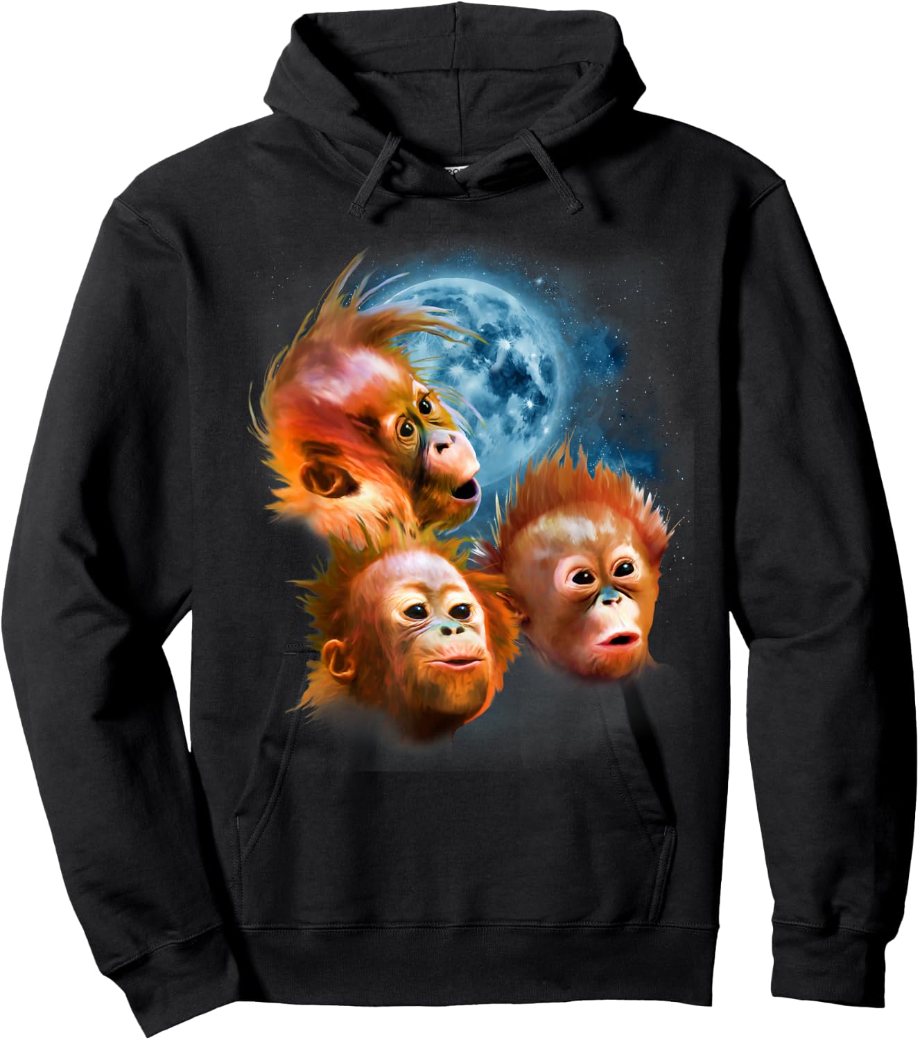 Funny Orangutan Shirt - Baby Orangutans Howling at the Moon Hoodie - Hoodie | Black