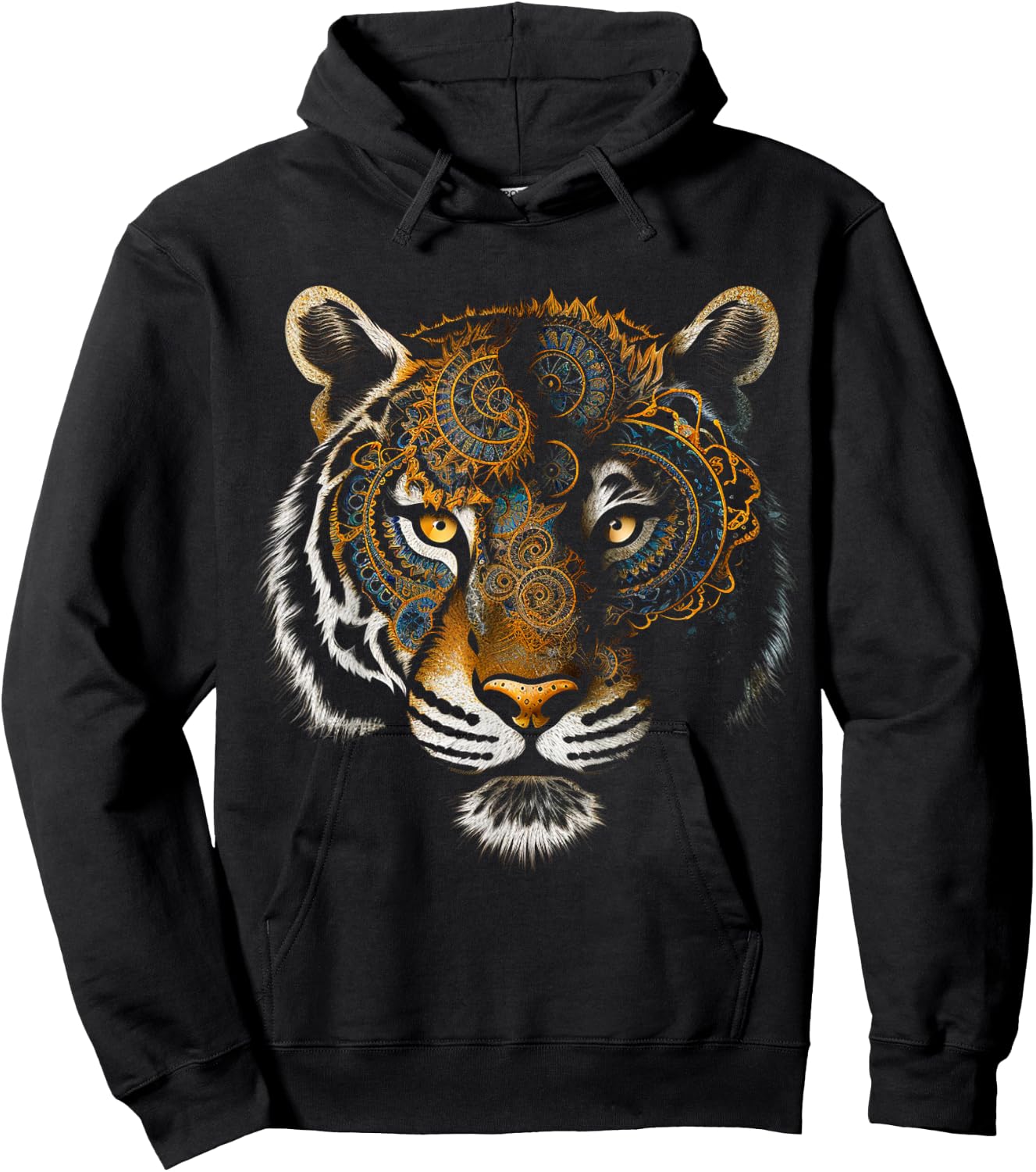 Tiger Mandala Fantasy Animal Art Motif Tiger Hoodie - Hoodie | Black