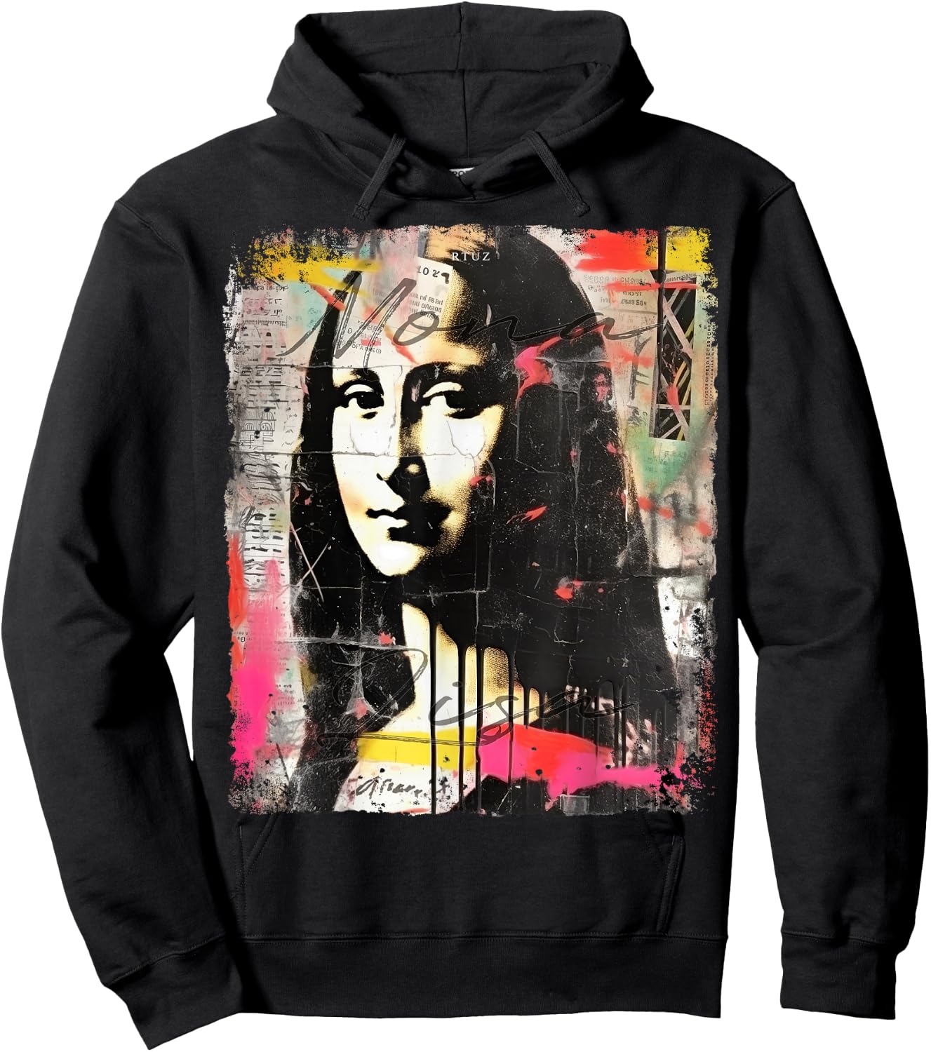 Mona Lisa Aesthetic Clothes Vintage Y2K Streetwear Women Men Hoodie - Hoodie | Black