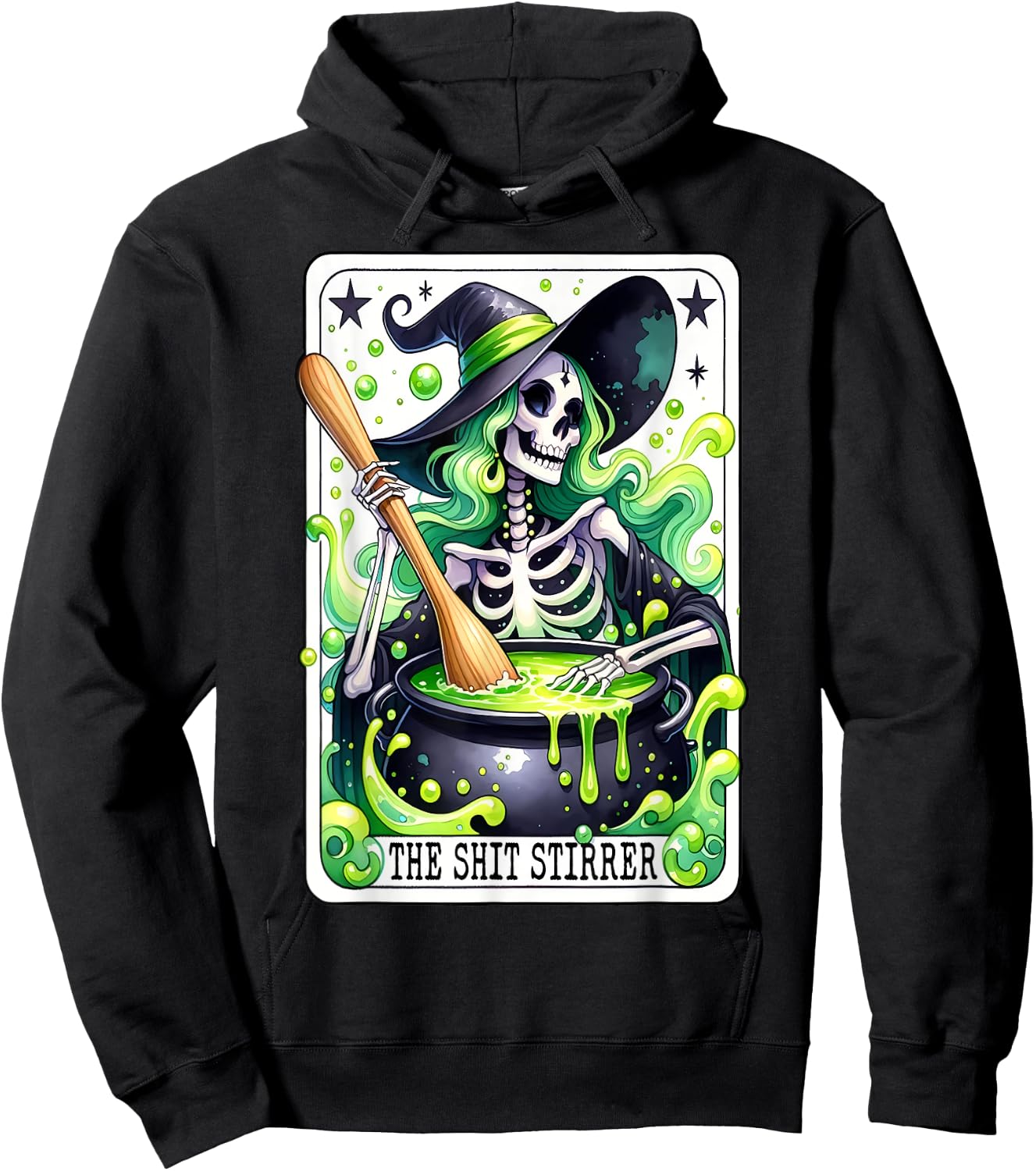 Tarot The Shit Stirrer Funny Halloween Witch Tarot Card Hoodie - Hoodie | Black
