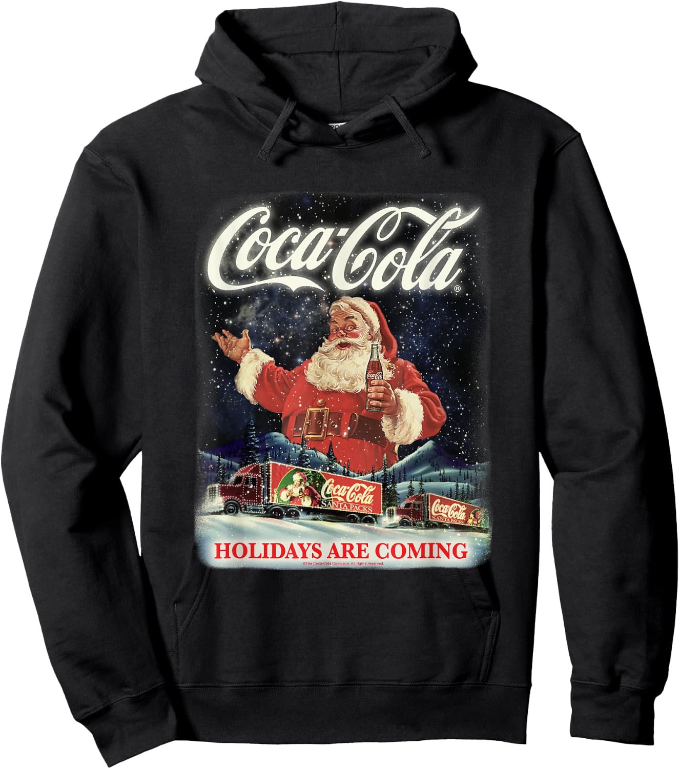 Coca Cola Santa Holidays Are Coming Christmas Hoodie - Hoodie | Black