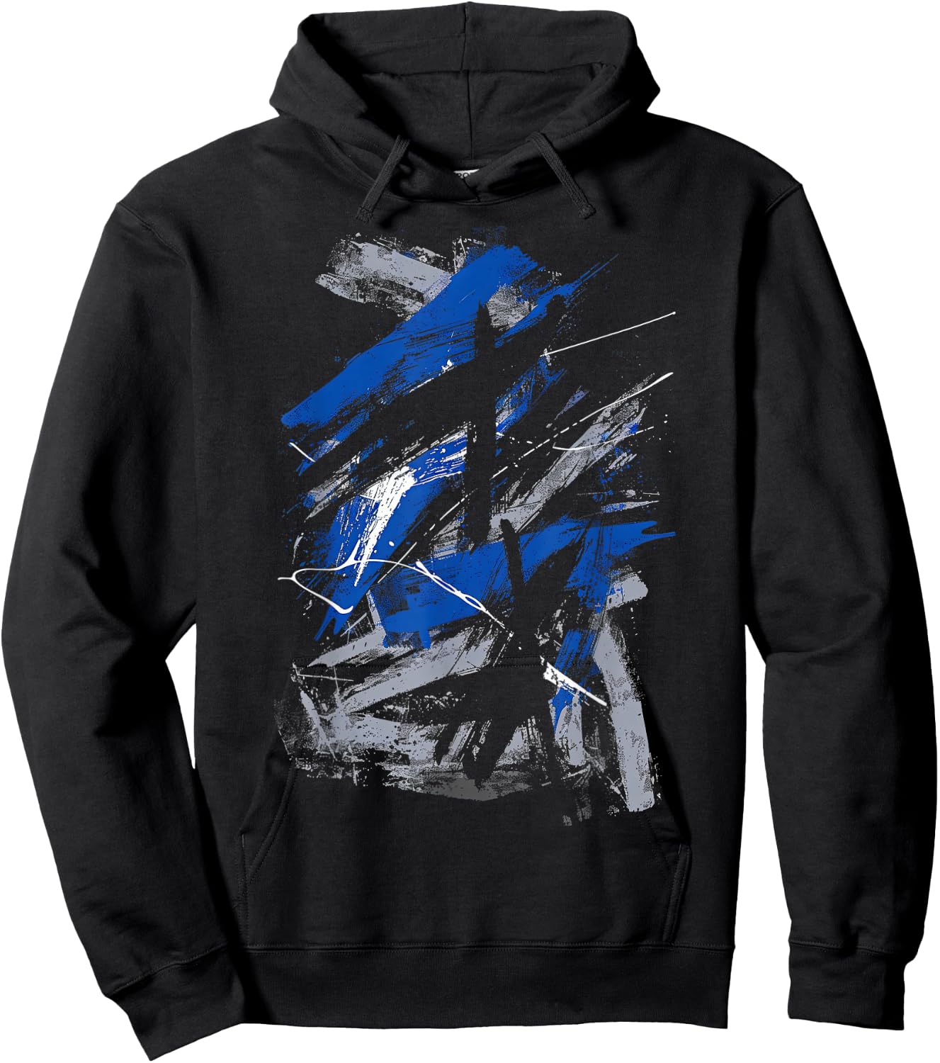 Blue and Black Urban Art Graphic Hoodie - Hoodie | Black