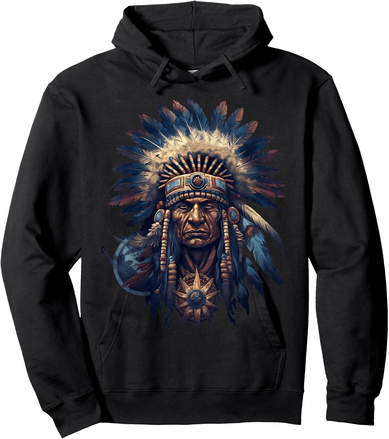 Native American Indian Headdress Traditional Art Men Women Hoodie - Hoodie | Black
